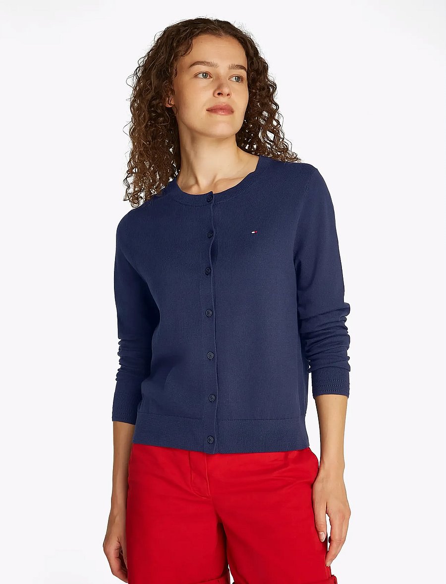 Tommy Hilfiger - CO JERSEY FINE GG C-NK LS CARDI - strickjacken - dark night navy - 0