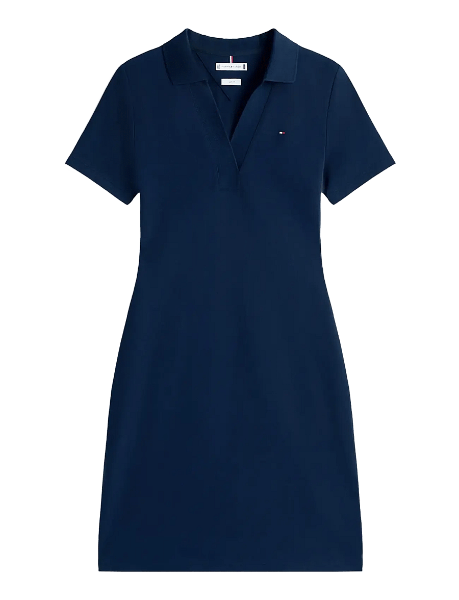 Tommy Hilfiger - SLIM OPEN NK POLO DRESS SS - t-shirt-kleider - dark night navy - 1