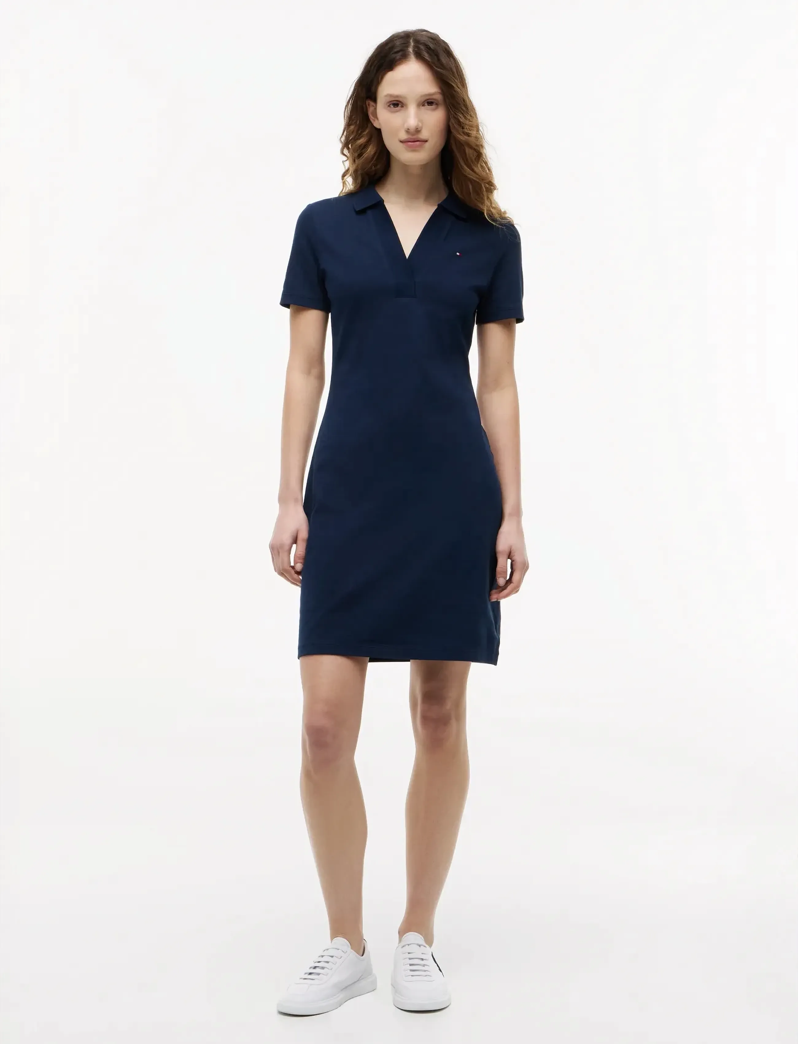 Tommy Hilfiger Slim Open Nk Polo Dress Ss, XS, Navy, Kjoler > Skjortekjoler, Dame
