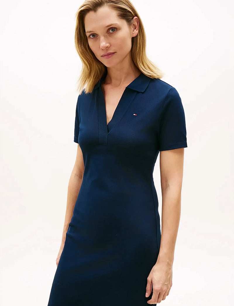 Tommy Hilfiger - SLIM OPEN NK POLO DRESS SS - t-shirt-kleider - dark night navy - 2
