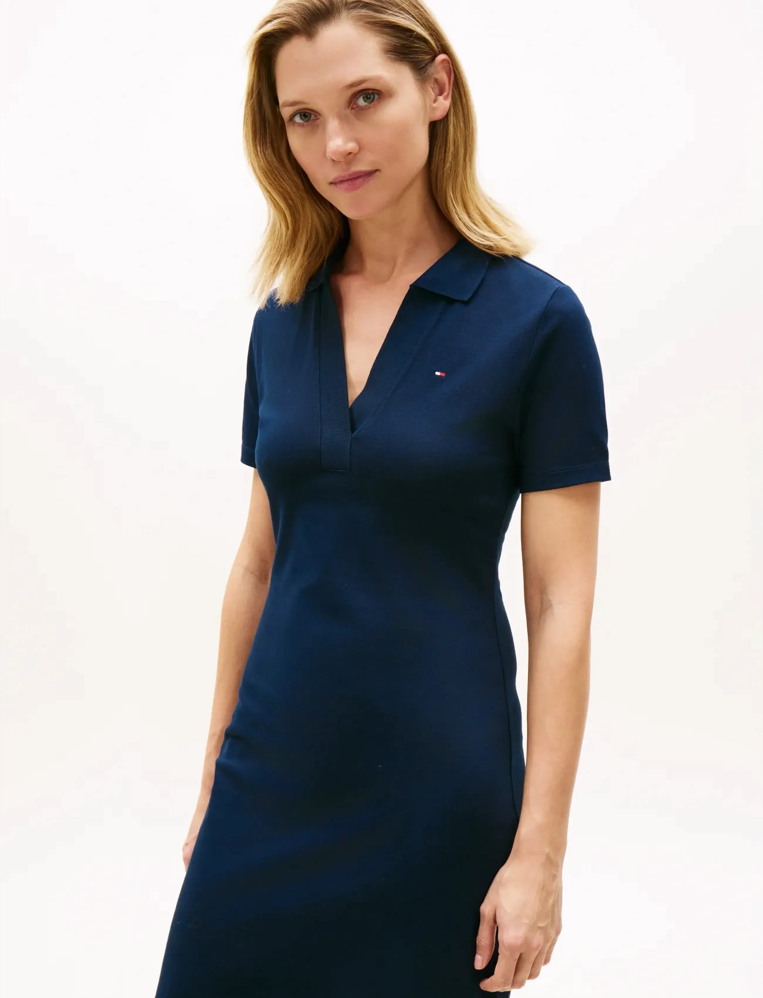 Tommy Hilfiger - SLIM OPEN NK POLO DRESS SS - t-shirt dresses - dark night navy - 2