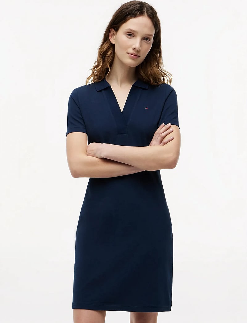 Tommy Hilfiger - SLIM OPEN NK POLO DRESS SS - t-shirt-kleider - dark night navy - 4