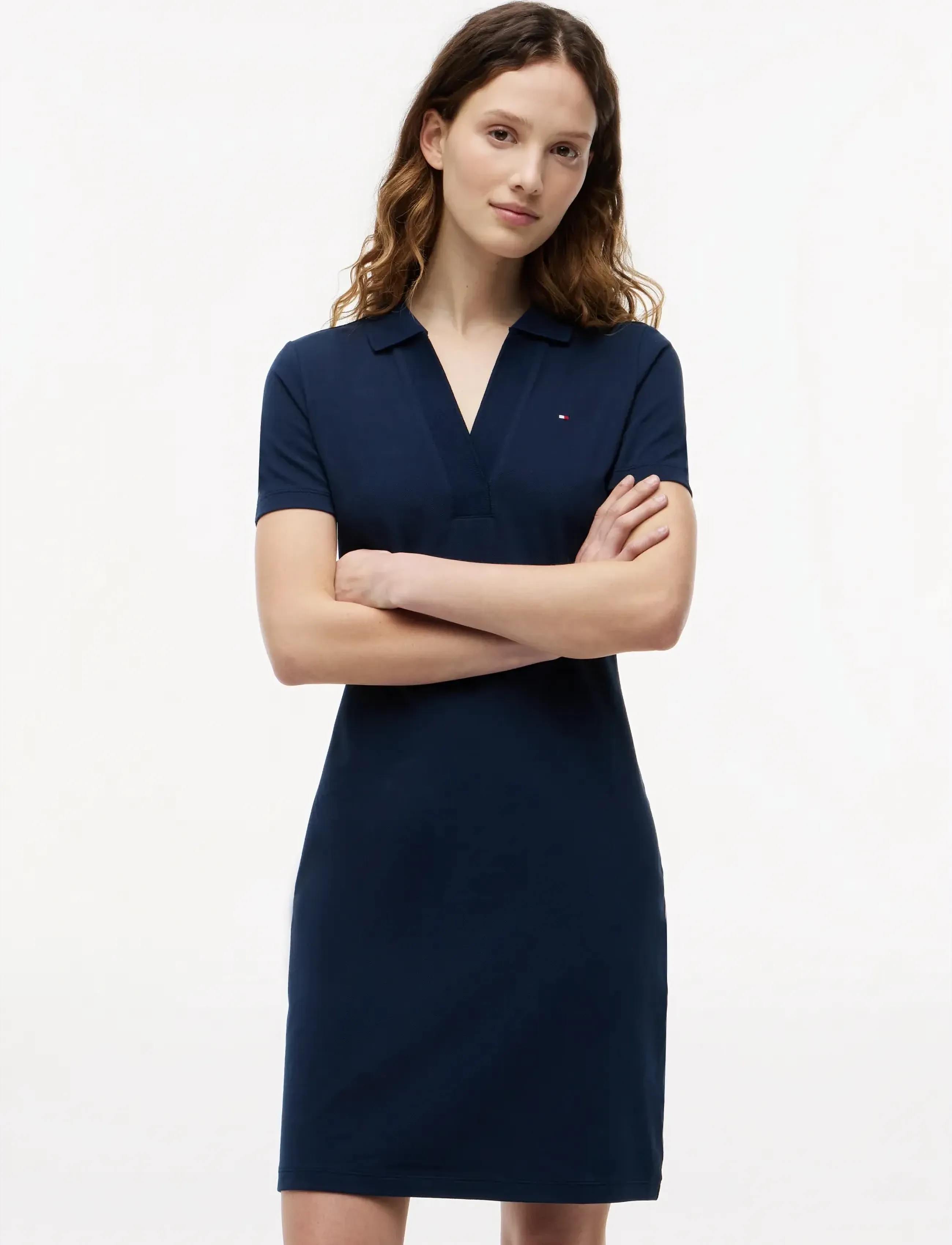 Tommy Hilfiger - SLIM OPEN NK POLO DRESS SS - t-shirt dresses - dark night navy - 4