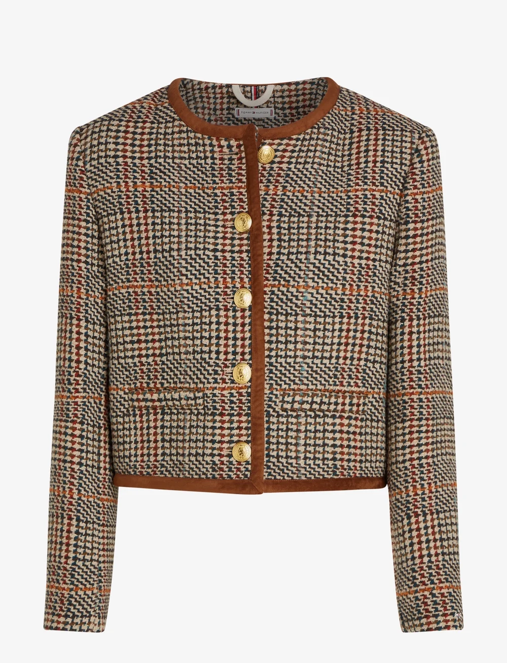 Tommy Hilfiger - TWEED WOOL MIX CHECK CREW JACKET - bouclés - brown beige check - 1