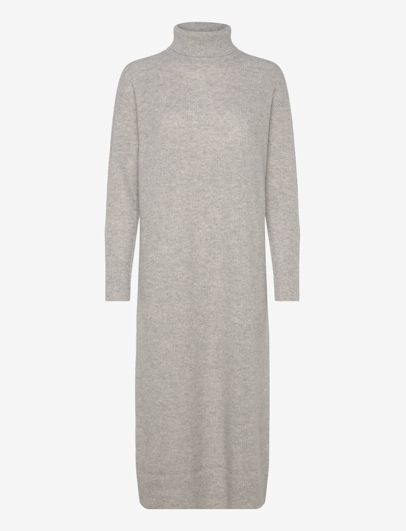 Tommy Hilfiger - WOOL CASH ROLL-NK LONG DRESS - light grey htr - 0