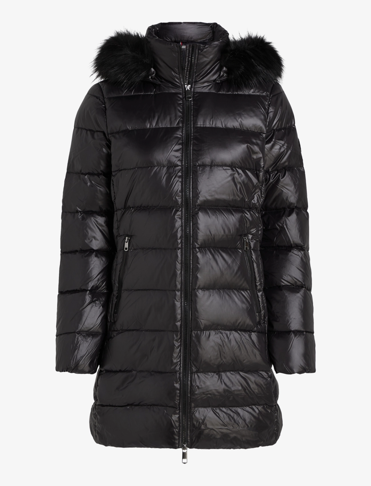 Tommy Hilfiger GLOSS DOWN TYRA COAT WITH FUR - Mäntel - BLACK / black