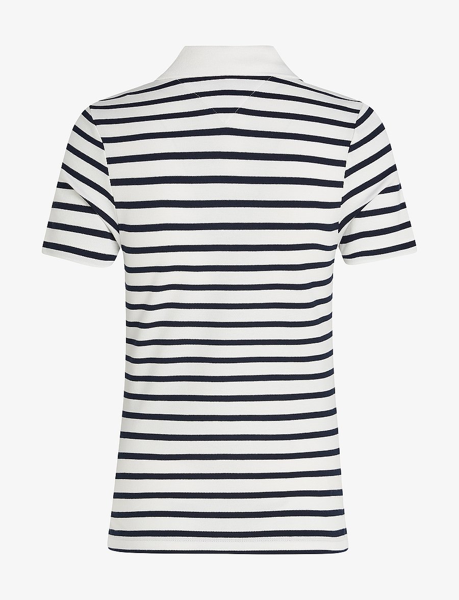 Tommy Hilfiger - 1985 SLIM PIQUE POLO SS - breton ecru/dark night navy stp - 2