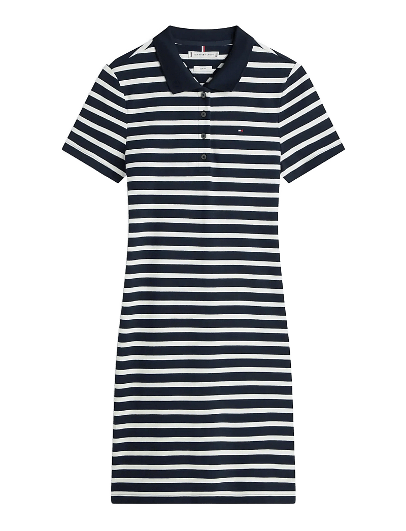 Tommy Hilfiger - 1985 SLIM PIQUE POLO DRESS SS - t-shirt-kleider - dark night navy ecru stp - 1