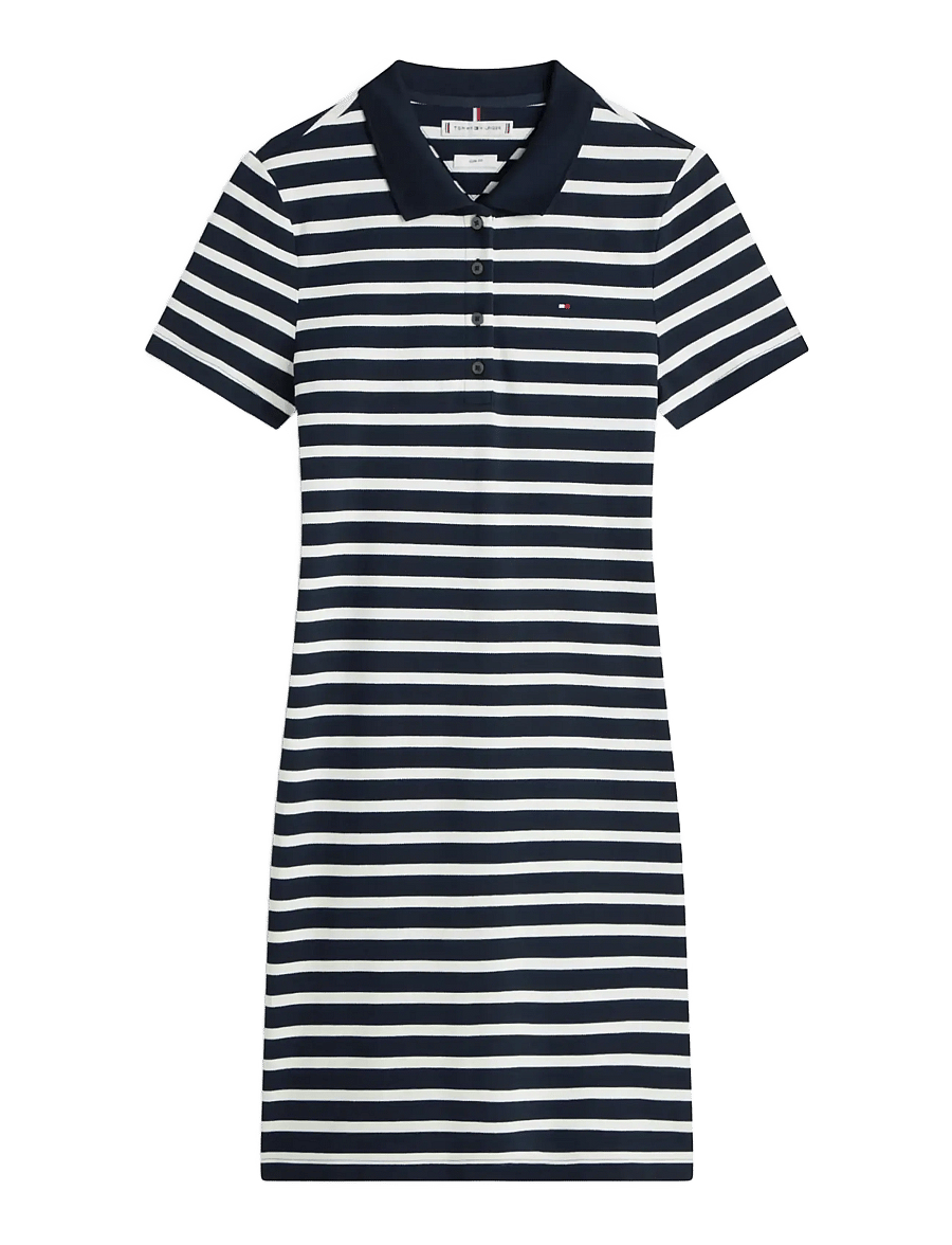 Tommy Hilfiger - 1985 SLIM PIQUE POLO DRESS SS - t-shirt-kleider - dark night navy ecru stp - 1