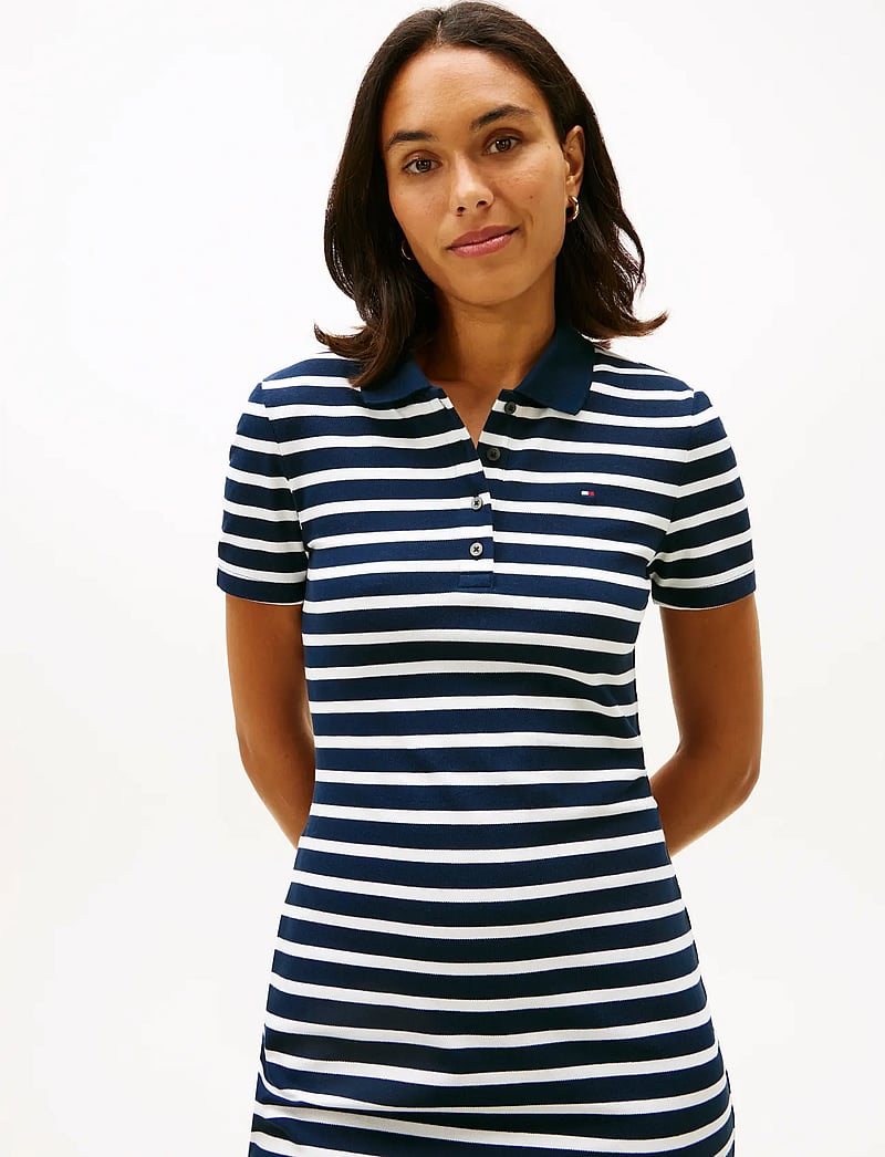 Tommy Hilfiger - 1985 SLIM PIQUE POLO DRESS SS - t-shirt-kleider - dark night navy ecru stp - 3
