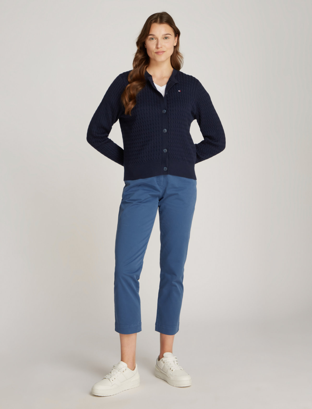 Tommy Hilfiger - CO CABLE FINE GG  LS C-NK CARDI - arkityyli - dark blue - 0