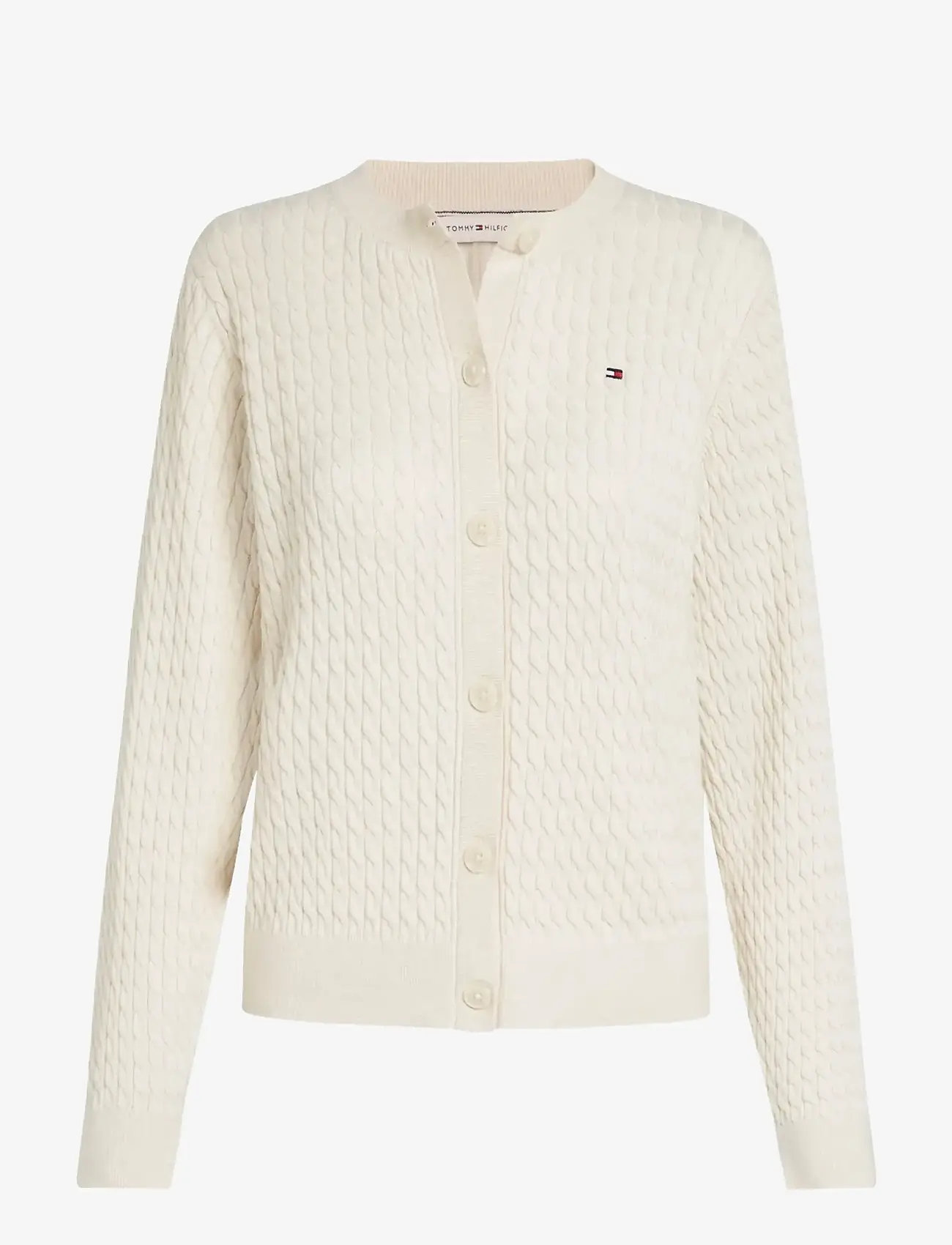 Tommy Hilfiger - CO CABLE FINE GG C-NK CARDI LS - kardiganai - heather ivory petal - 1