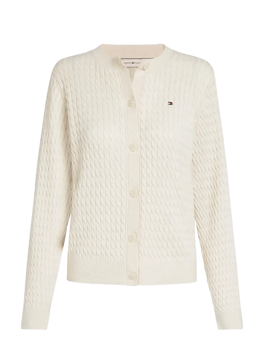 Tommy Hilfiger - CO CABLE FINE GG LS C-NK CARDI - koftor - heather ivory petal - 1