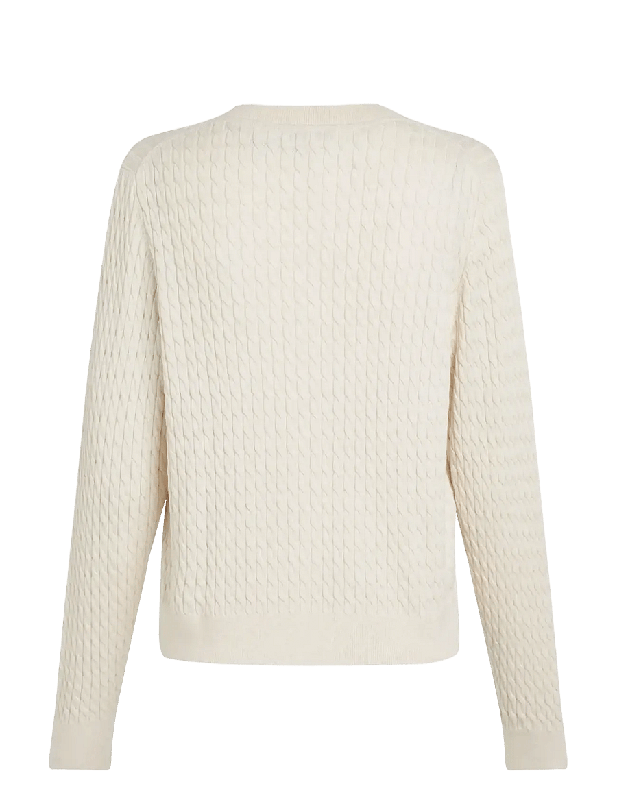 Tommy Hilfiger - CO CABLE FINE GG LS C-NK CARDI - koftor - heather ivory petal - 2
