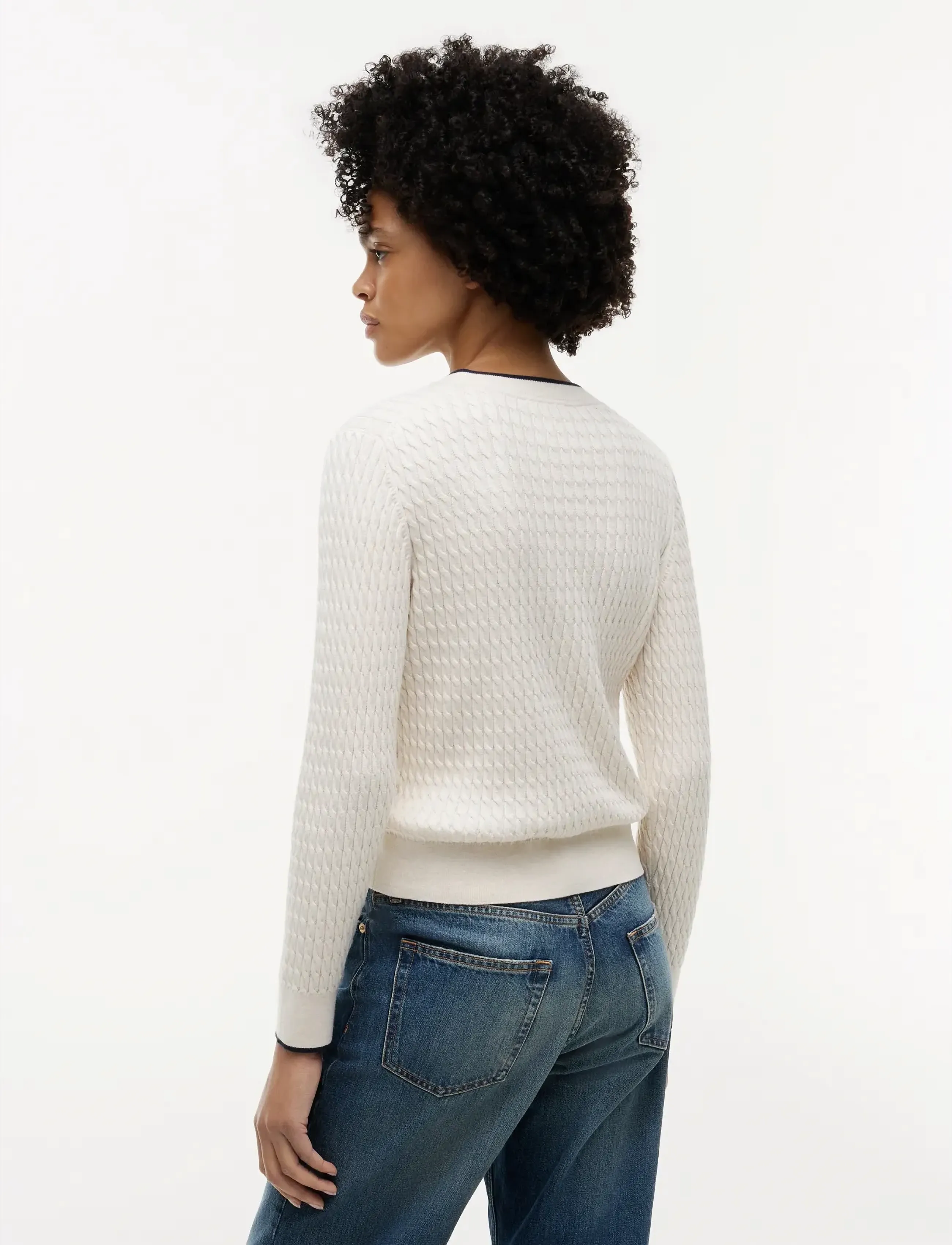Tommy Hilfiger - CO CABLE FINE GG C-NK CARDI LS - cardigans - heather ivory petal - 3