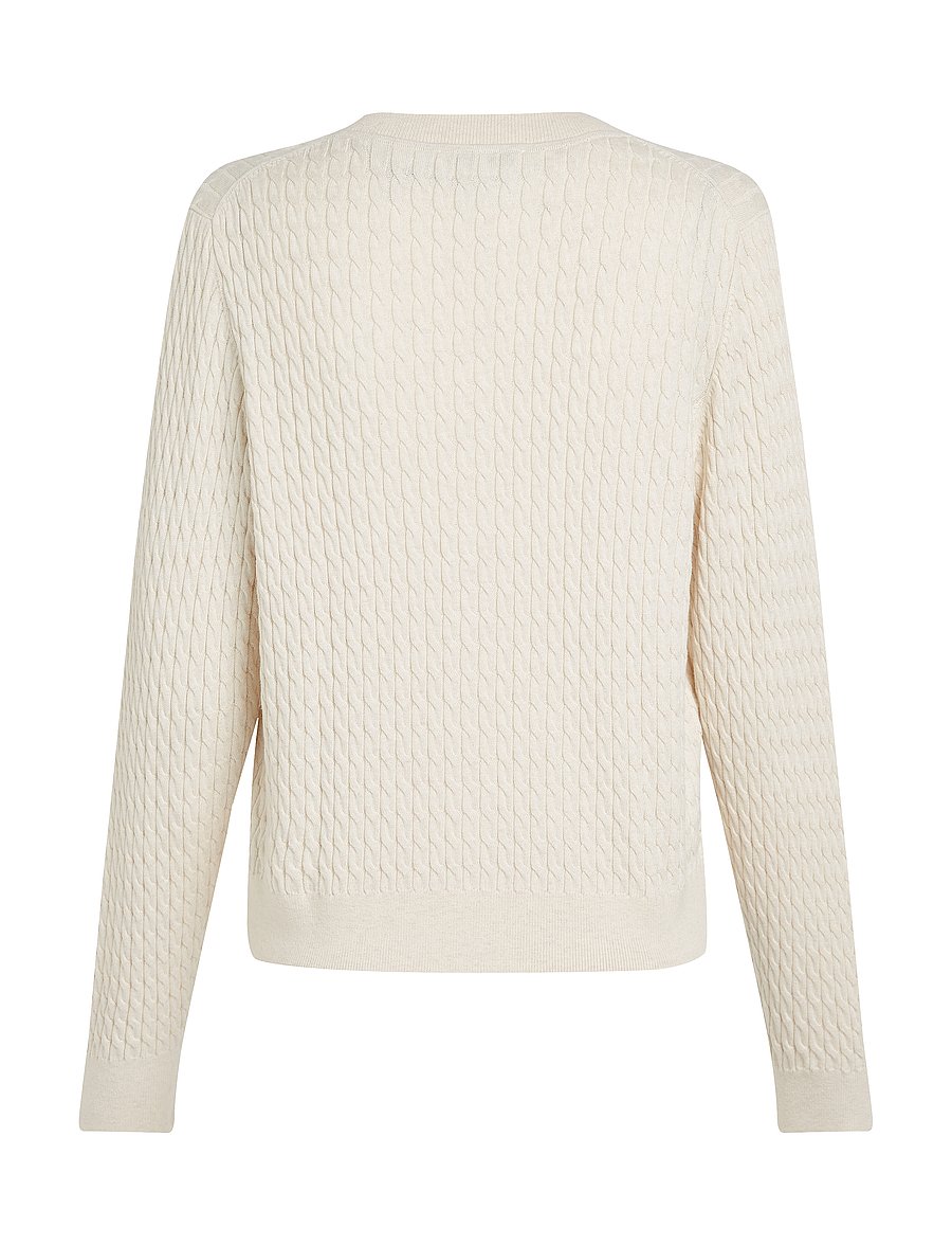 Tommy Hilfiger - CO CABLE C-NK LS CARDIGAN - kardiganid - heather ivory petal - 2