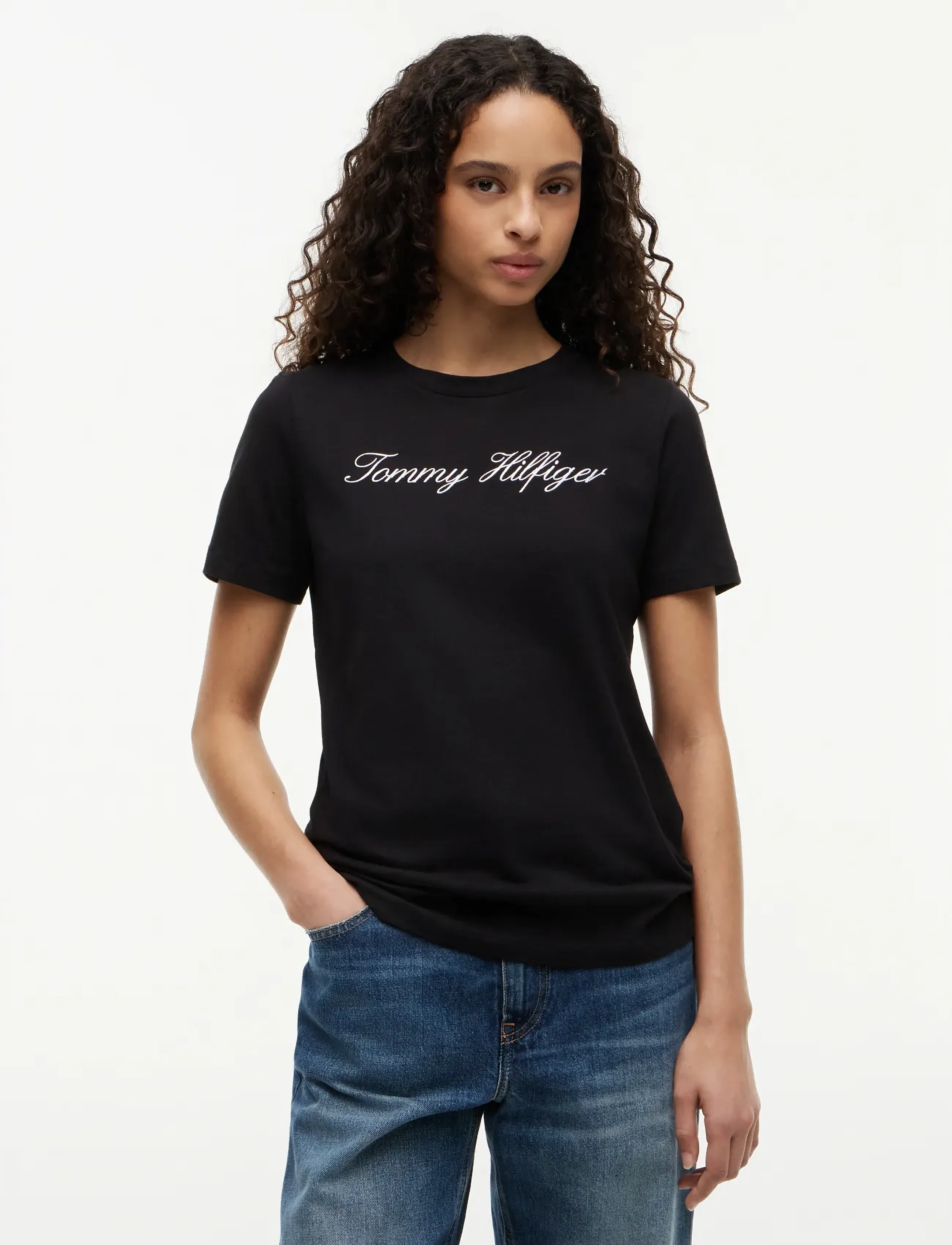 Tommy Hilfiger NOS SCRIPT REGULAR C-NK SS - T-shirts - NOS BLACK / black