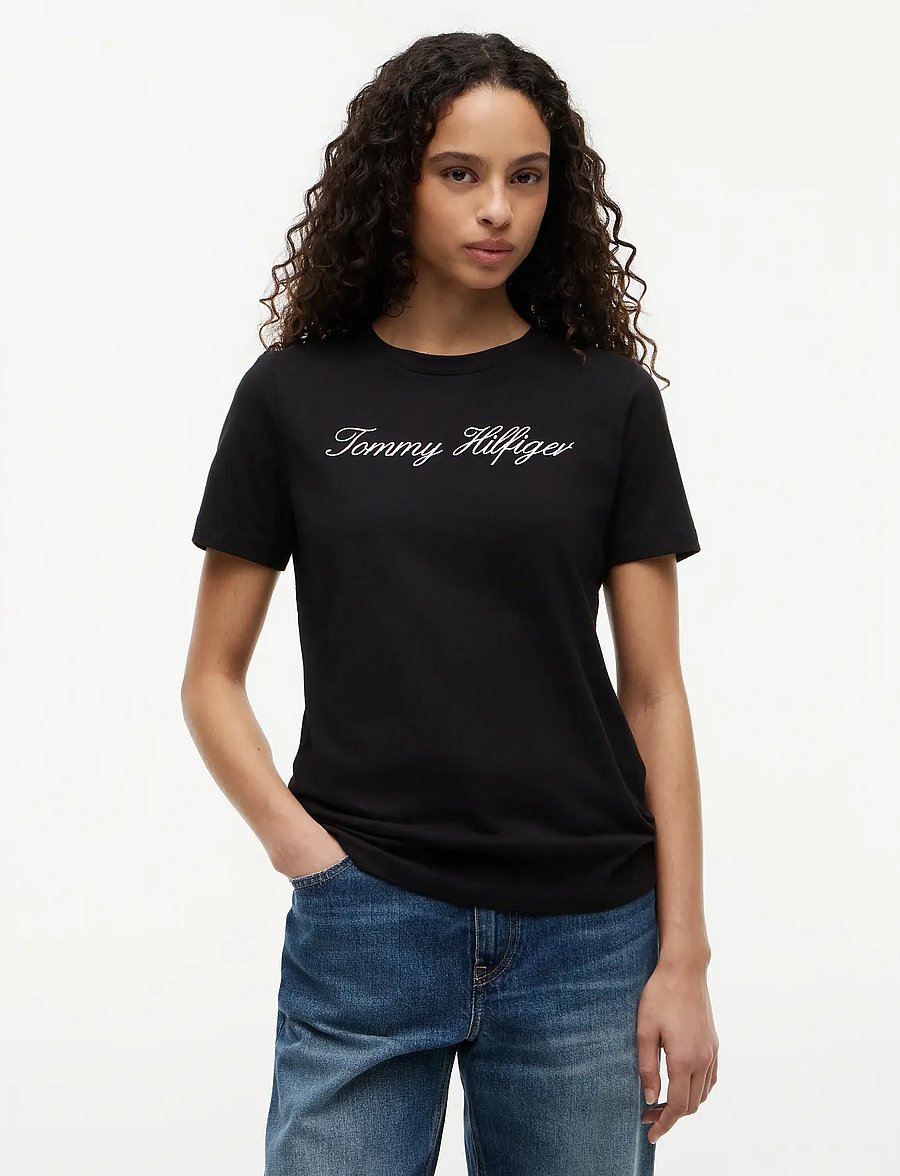 Tommy Hilfiger - NOS SCRIPT REGULAR C-NK SS - t-shirts - nos black - 0