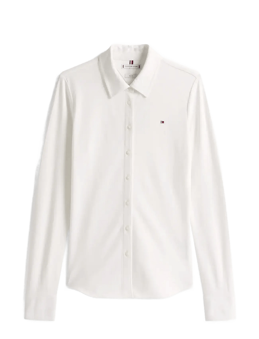 Tommy Hilfiger - 1985 SLIM PIQUE BTN DOWN LS - marškiniai ilgomis rankovėmis - ecru - 1