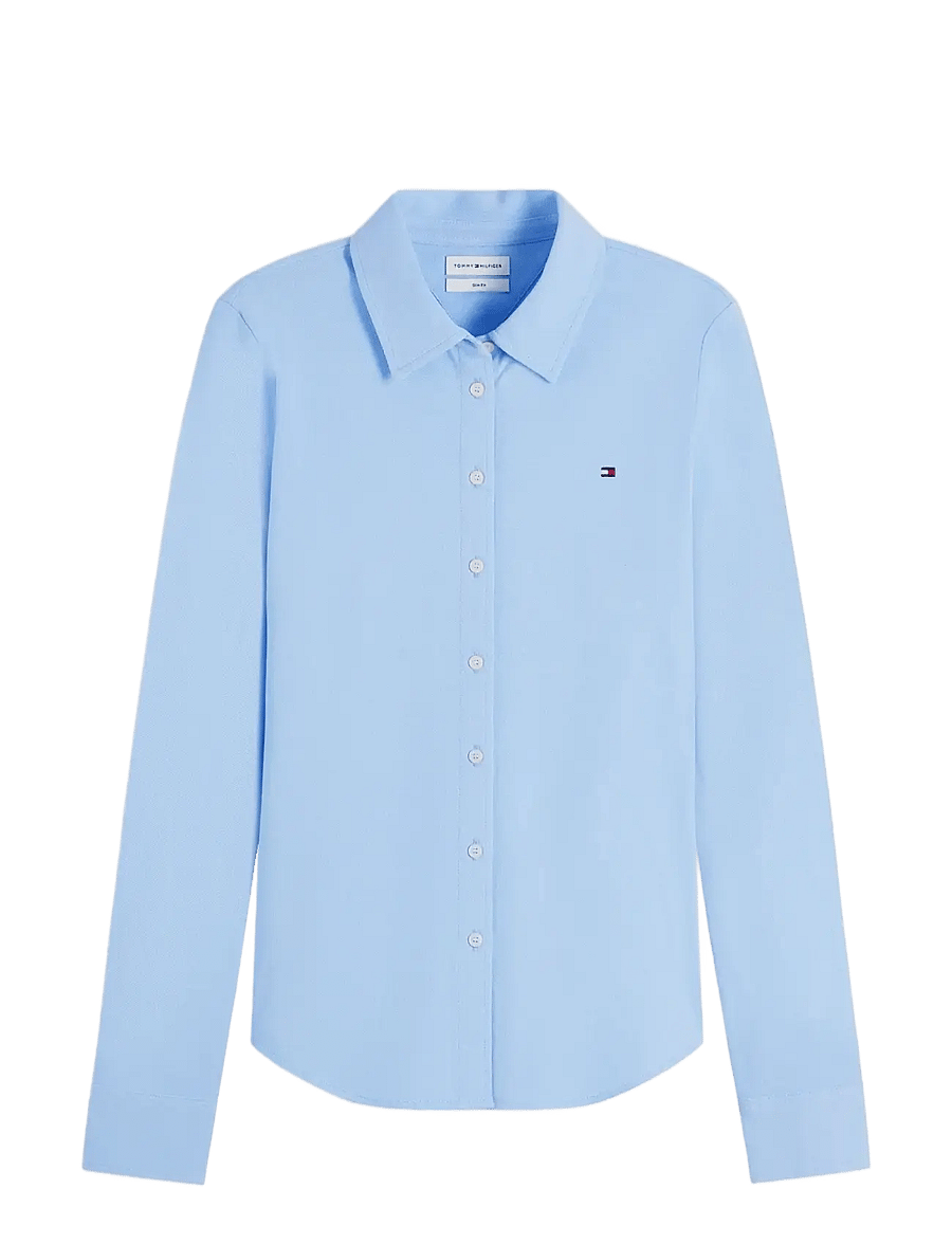 Tommy Hilfiger - 1985 SLIM PIQUE BTN DOWN LS - langärmlige hemden - vessel blue - 1