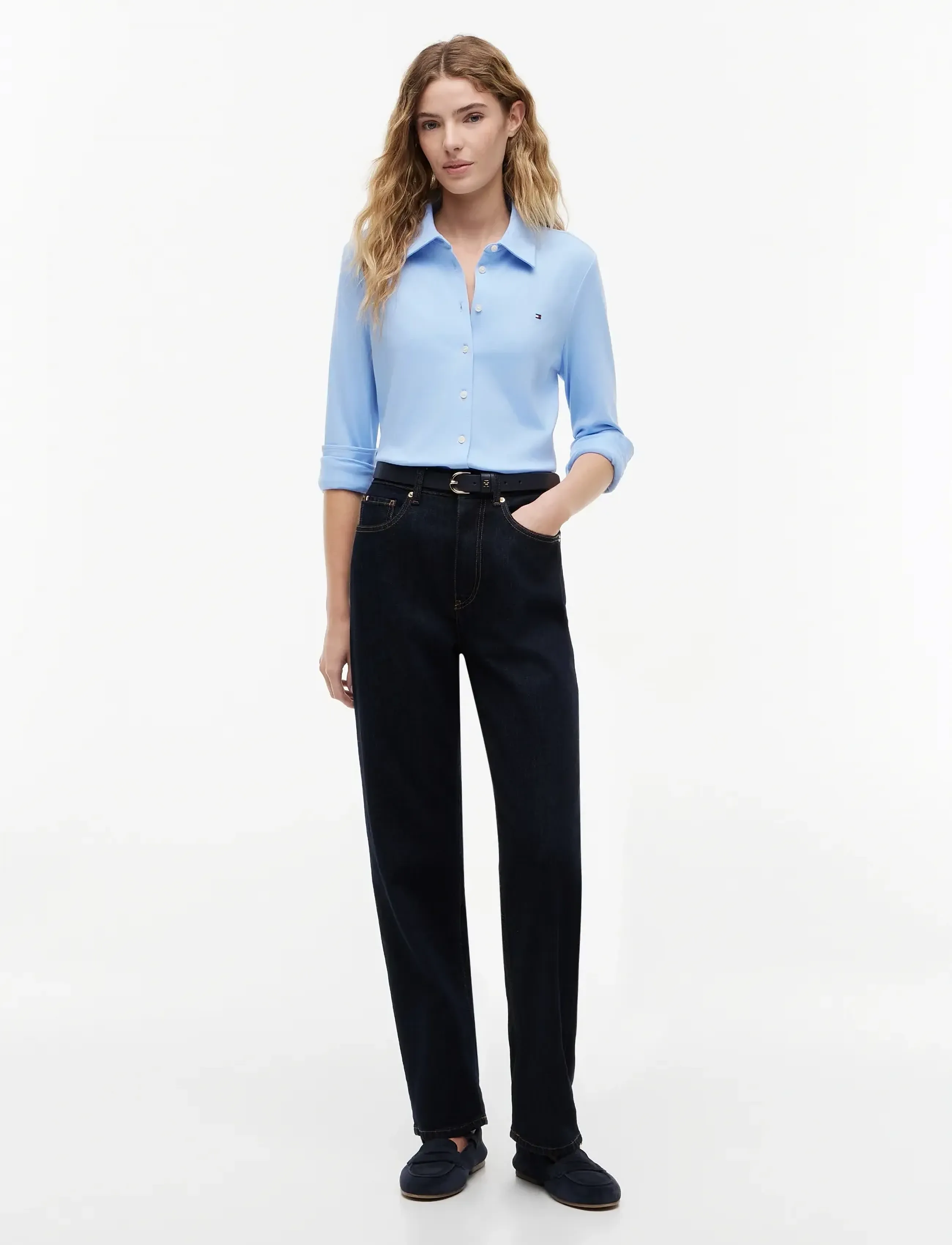 Tommy Hilfiger - 1985 SLIM PIQUE LS SHIRT - langärmlige hemden - vessel blue - 4