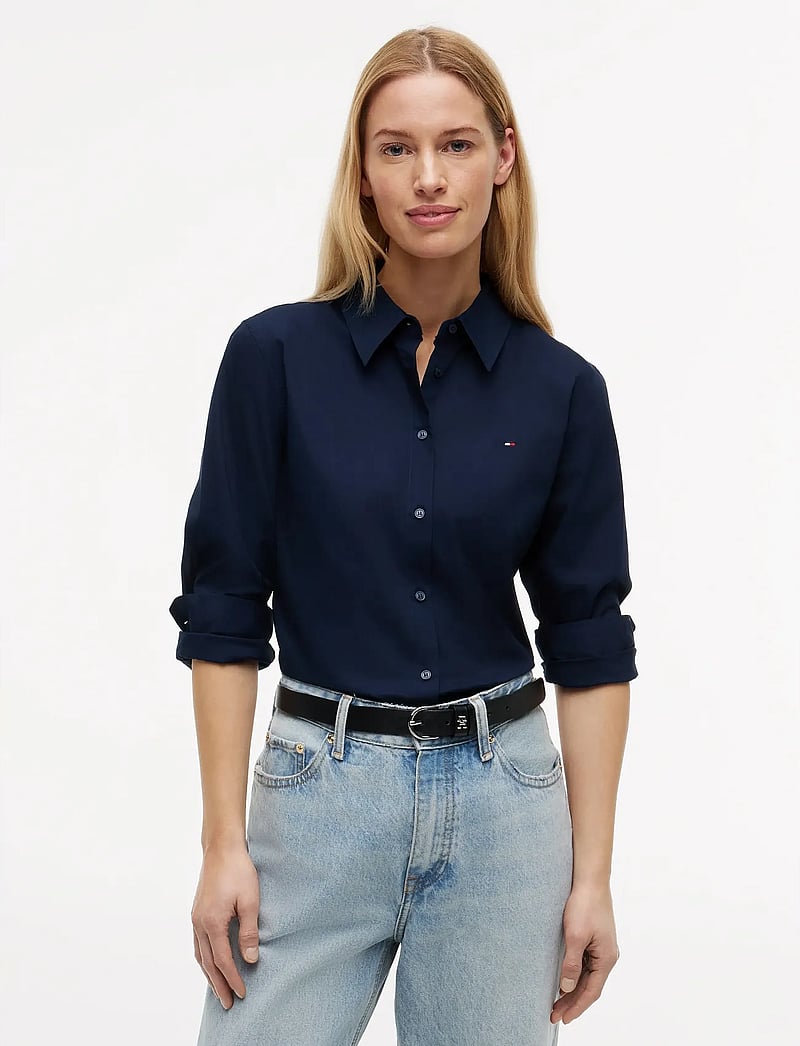 Tommy Hilfiger - COTTON STRETCH REGULAR LS SHIRT - long-sleeved shirts - dark blue - 0