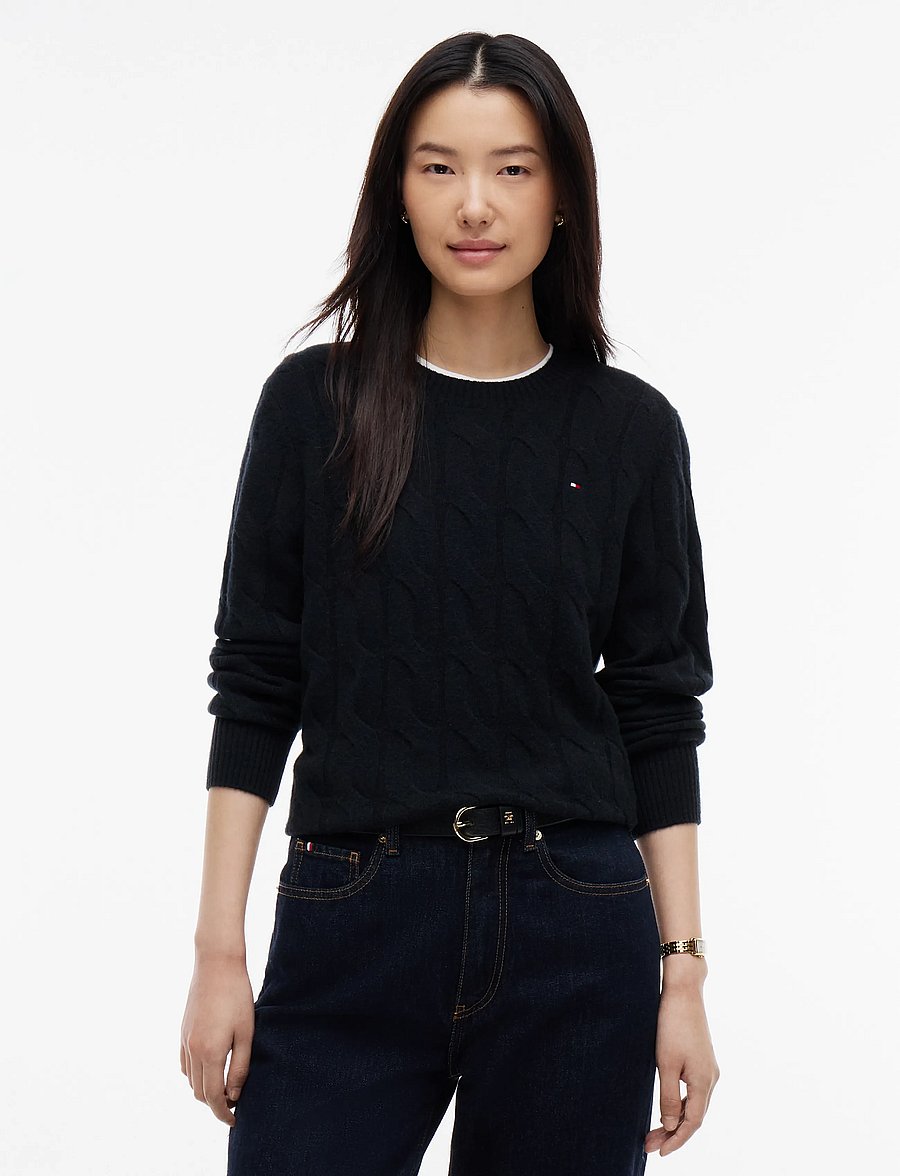 Tommy Hilfiger - SOFT WOOL CABLE C-NK LS SWT - pullover - black - 0
