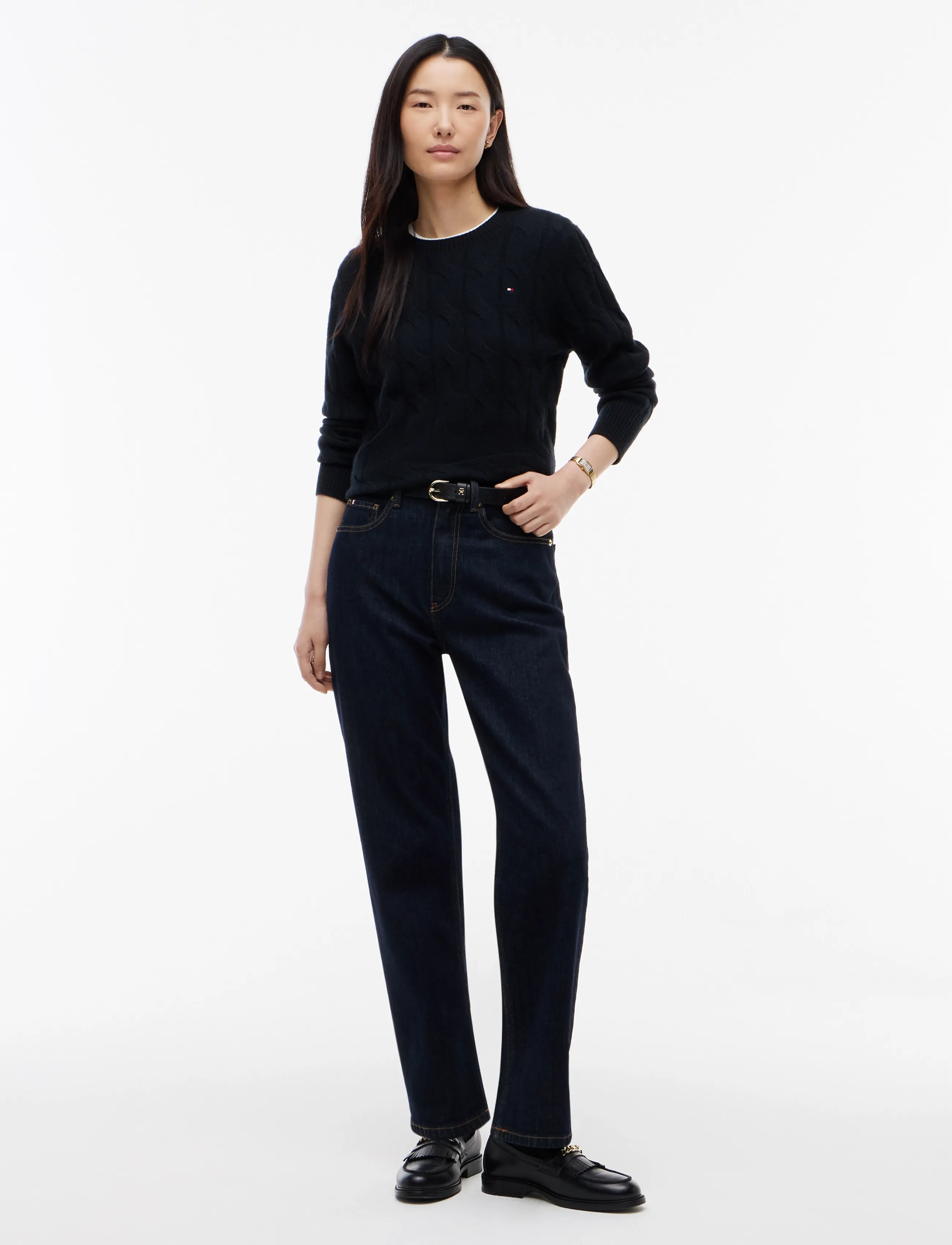 Tommy Hilfiger - SOFT WOOL CABLE C-NK LS SWT - premium styles - black - 4