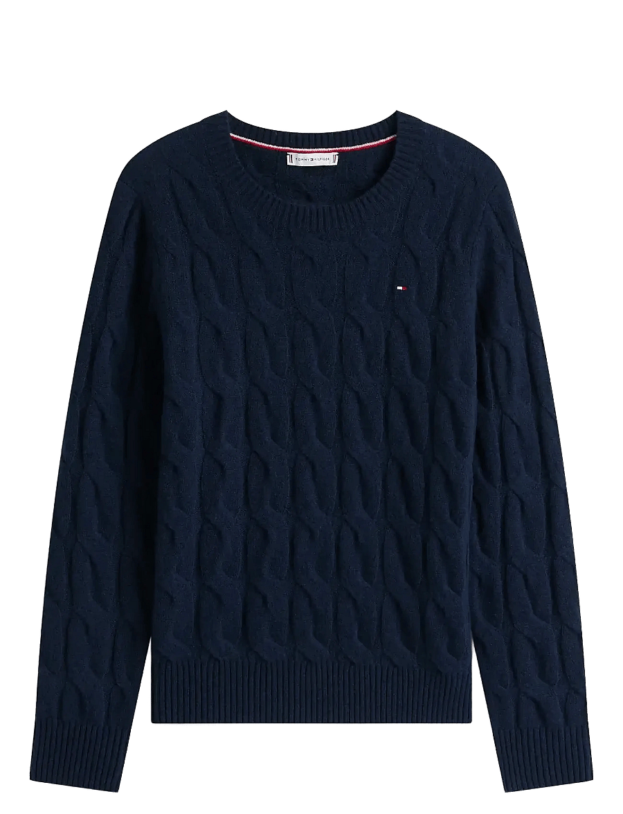 Tommy Hilfiger - SOFT WOOL CABLE C-NK LS SWT - stickade tröjor - dark blue - 1
