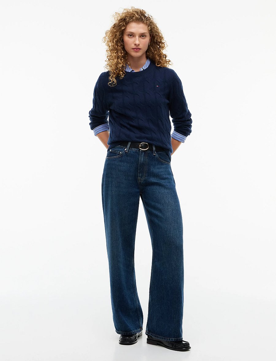 Tommy Hilfiger - SOFT WOOL CABLE C-NK LS SWT - stickade tröjor - dark blue - 4