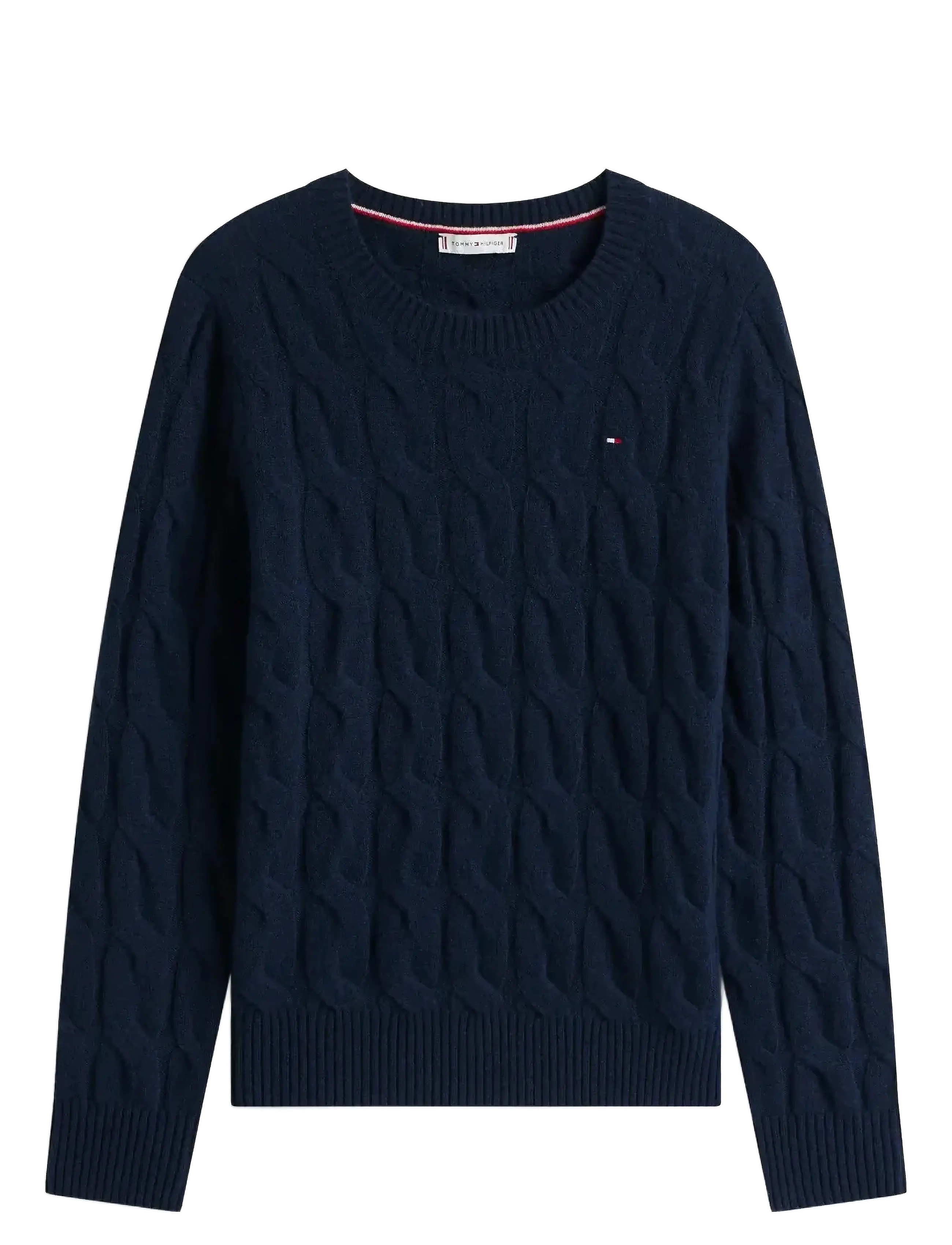 TOMMY HILFIGER Soft Wolle Cable C-Nk Ls Swt Navy - XXL - Damen