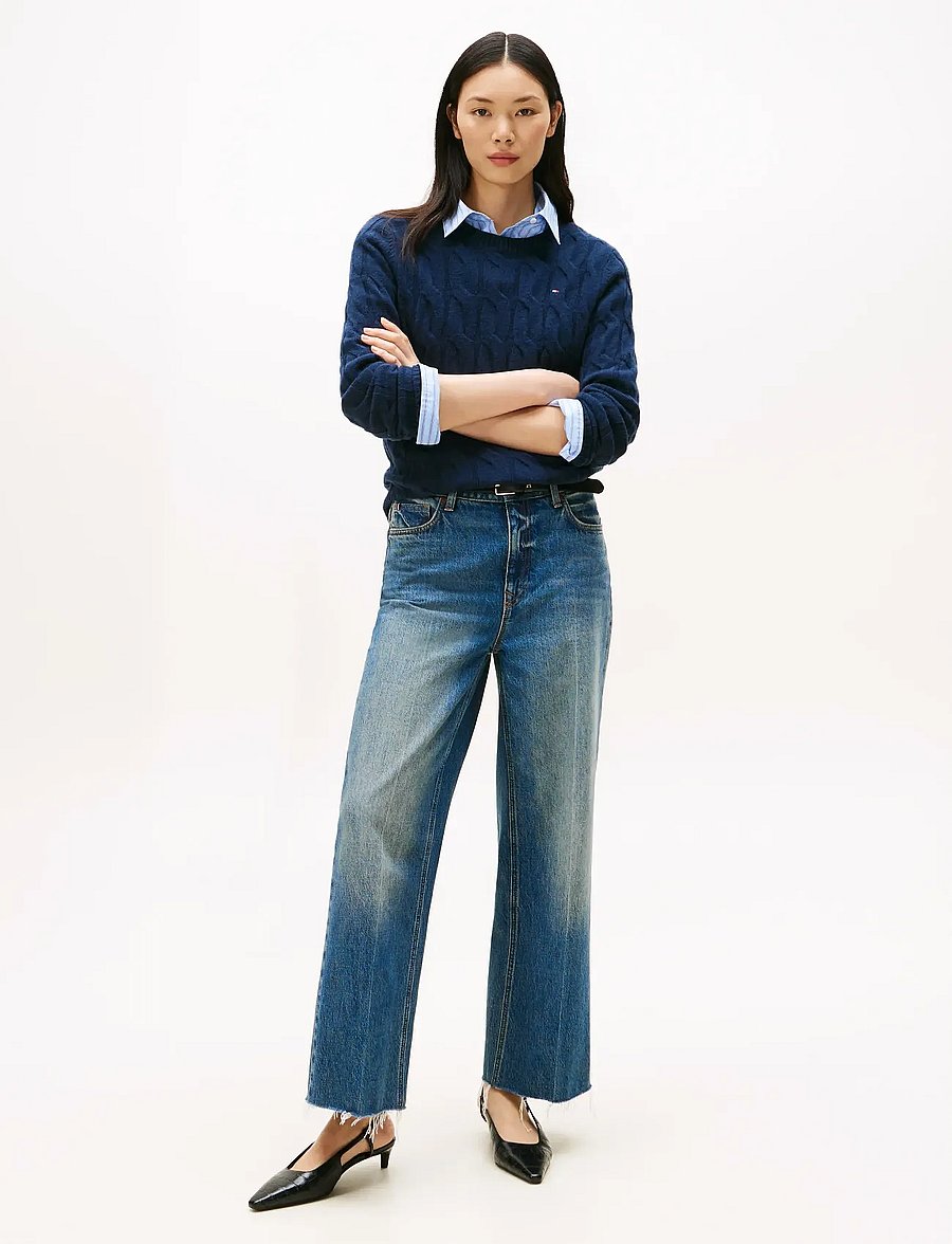 Tommy Hilfiger - SOFT WOOL CABLE C-NK LS SWT - stickade tröjor - dark night navy - 2