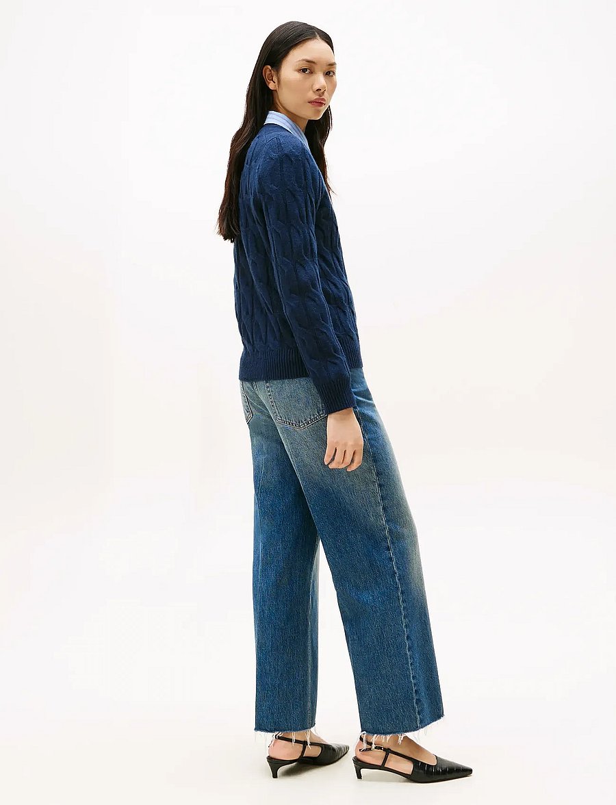 Tommy Hilfiger - SOFT WOOL CABLE C-NK LS SWT - stickade tröjor - dark night navy - 3