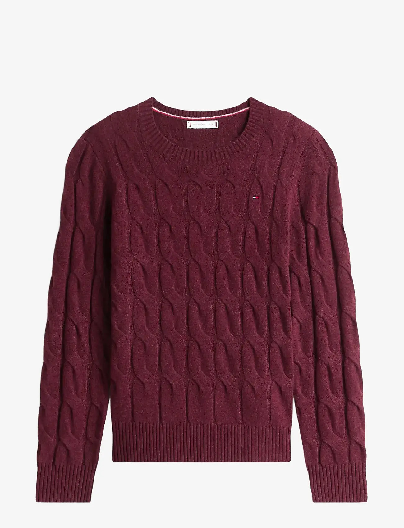 Tommy Hilfiger - SOFT WOOL CABLE C-NK LS SWT - autumn clothing - deep burgundy - 0
