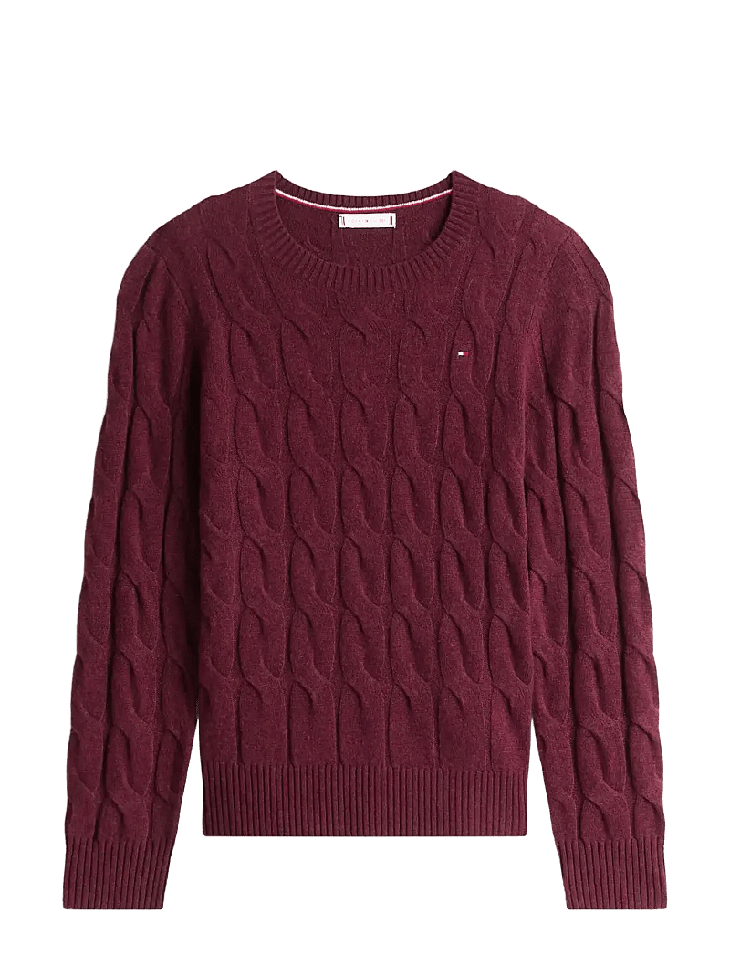 Tommy Hilfiger - SOFT WOOL CABLE C-NK LS SWT - stickade tröjor - deep burgundy - 1