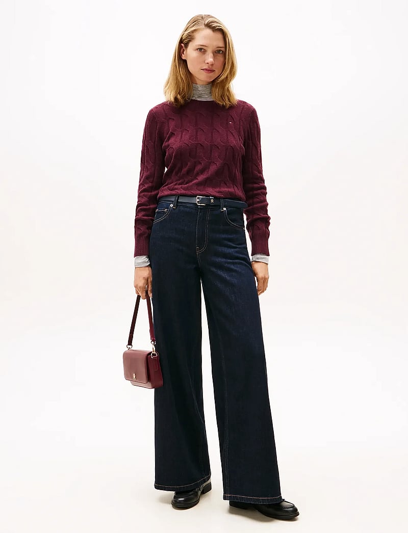 Tommy Hilfiger - SOFT WOOL CABLE C-NK LS SWT - stickade tröjor - deep burgundy - 2