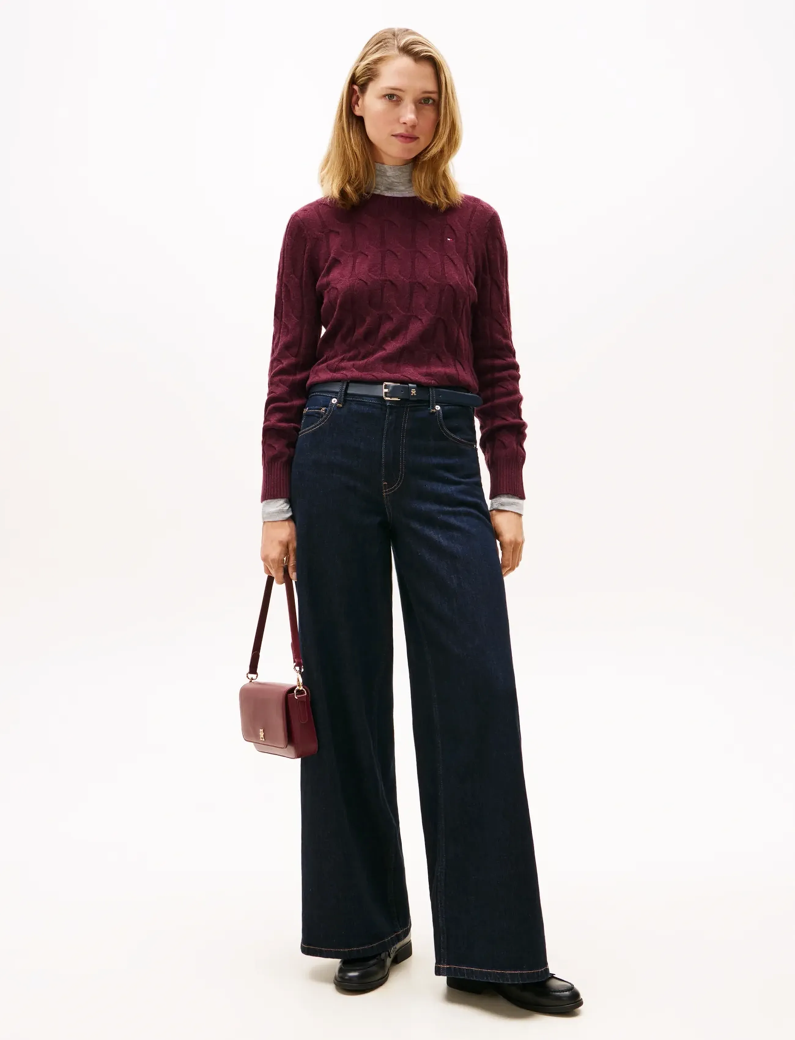 Tommy Hilfiger - SOFT WOOL CABLE C-NK LS SWT - neulepuserot - deep burgundy - 2