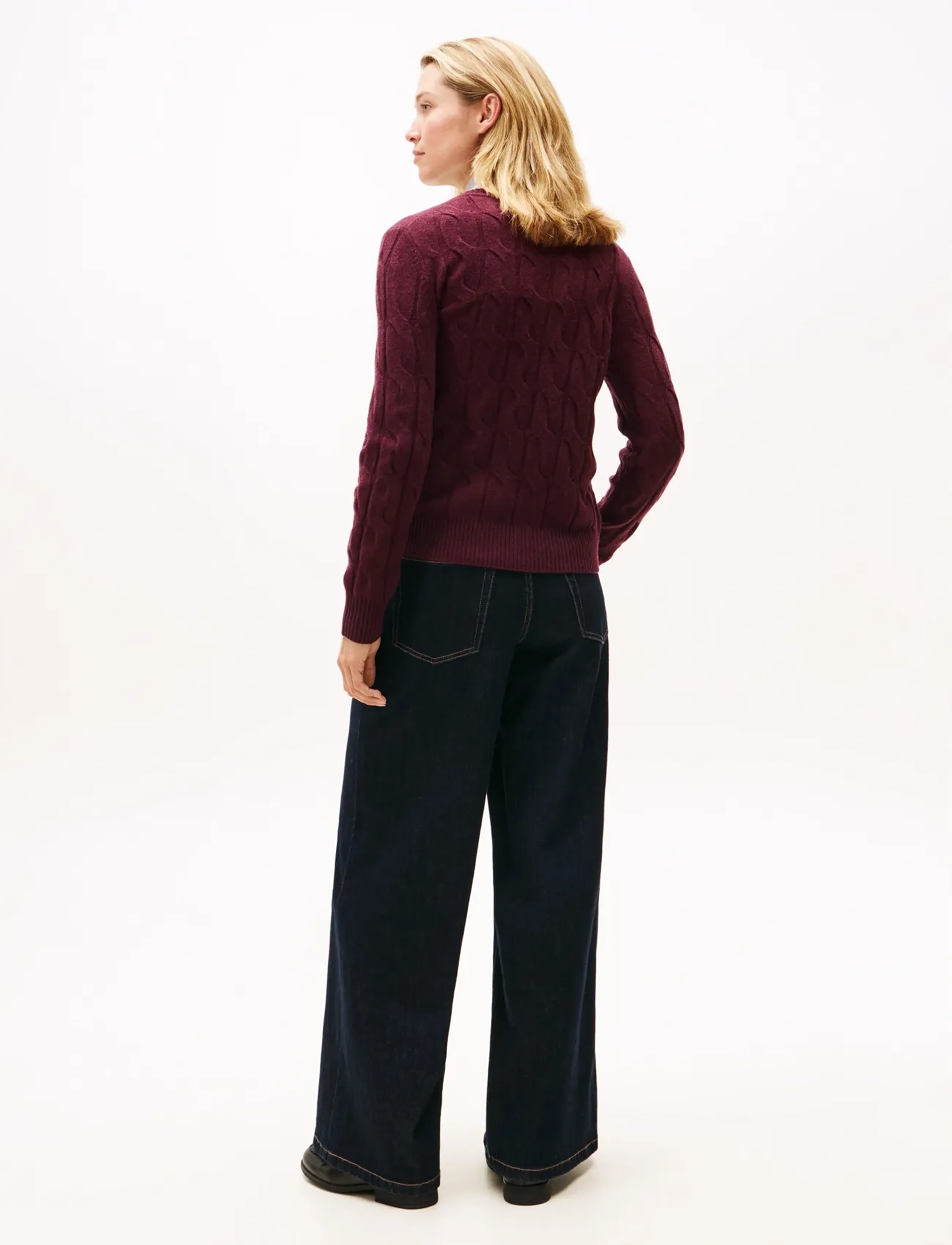 Tommy Hilfiger - SOFT WOOL CABLE C-NK LS SWT - neulepuserot - deep burgundy - 3
