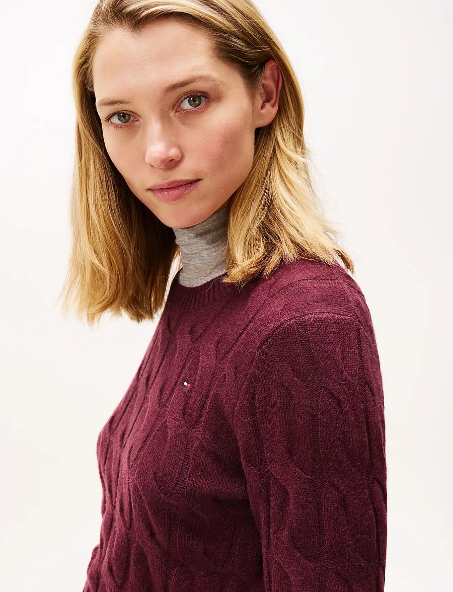 Tommy Hilfiger - SOFT WOOL CABLE C-NK LS SWT - pullover - deep burgundy - 4