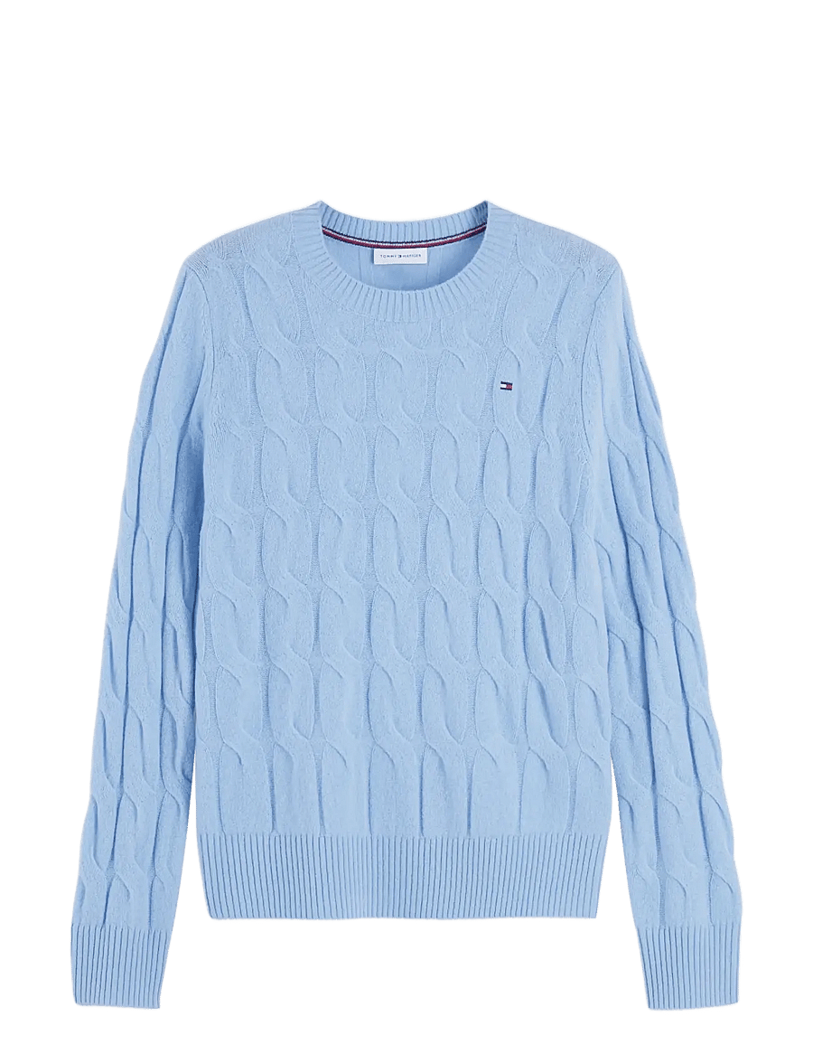 Tommy Hilfiger - SOFT WOOL CABLE C-NK LS SWT - striktrøjer - faded light blue - 1