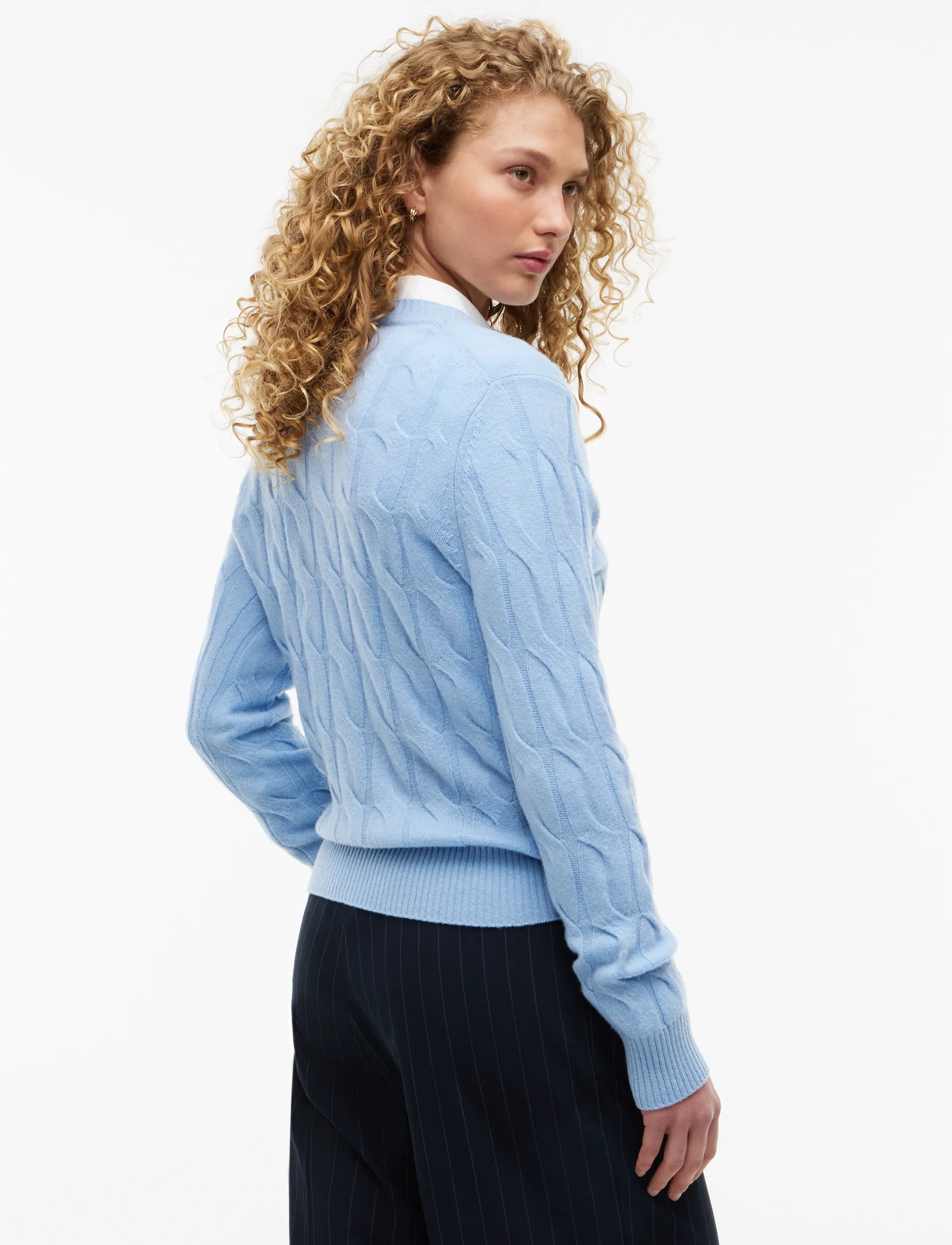 Tommy Hilfiger - SOFT WOOL CABLE C-NK LS SWT - striktrøjer - faded light blue - 2