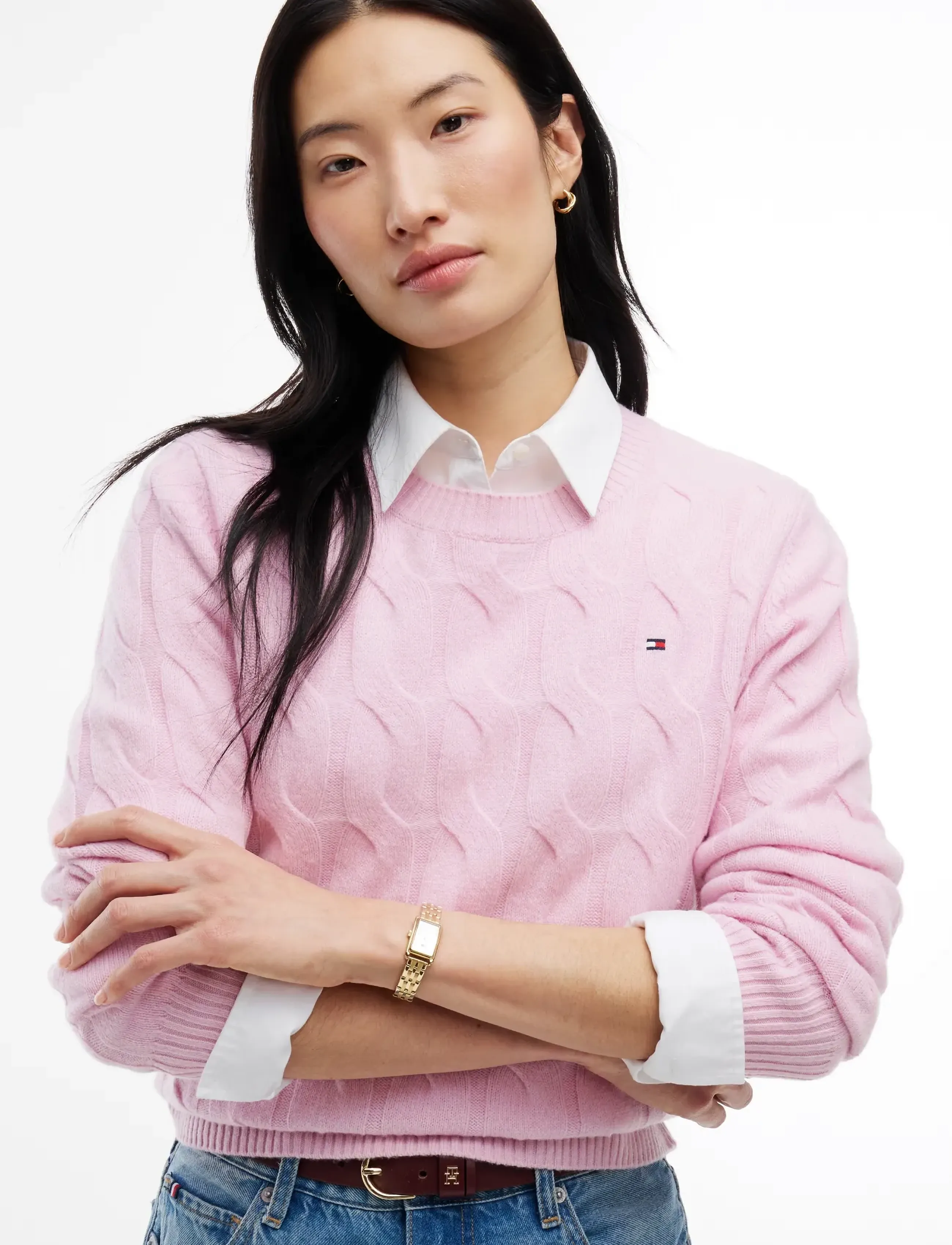 Tommy Hilfiger - SOFT WOOL CABLE C-NK LS SWT - stickade tröjor - frosted rose - 3