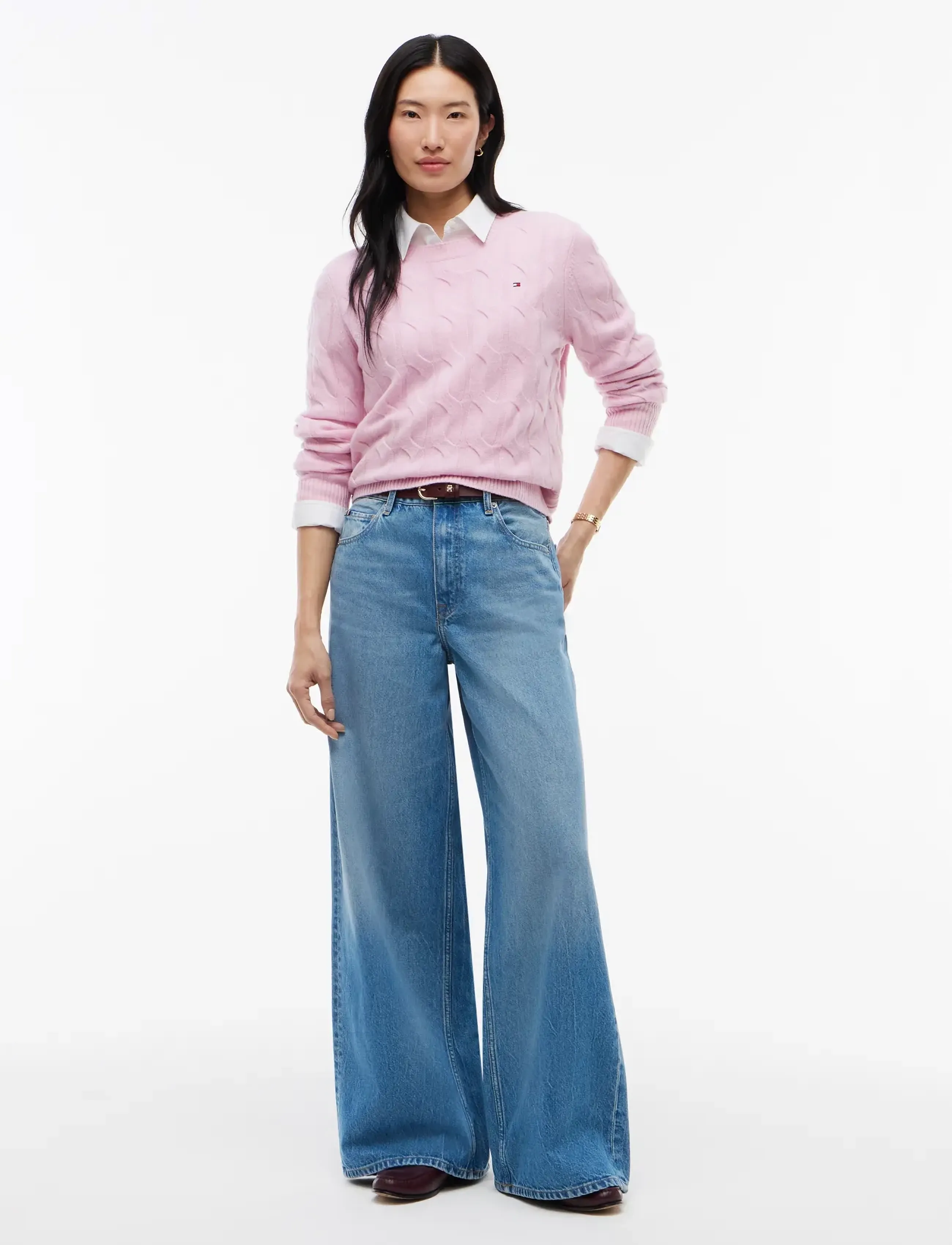 Tommy Hilfiger - SOFT WOOL CABLE C-NK LS SWT - stickade tröjor - frosted rose - 4