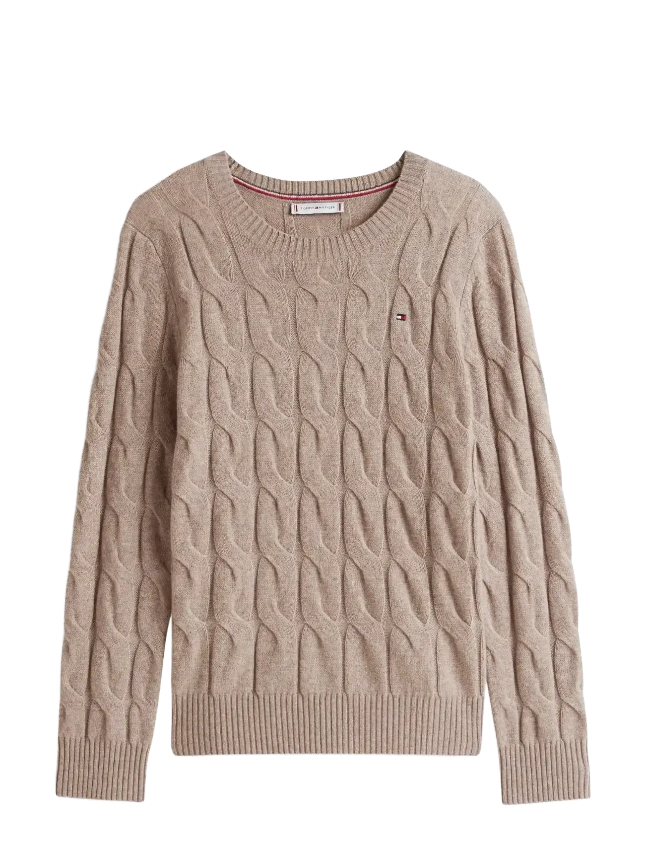 TOMMY HILFIGER Soft Wolle Cable C-Nk Ls Swt Beige - S - Damen