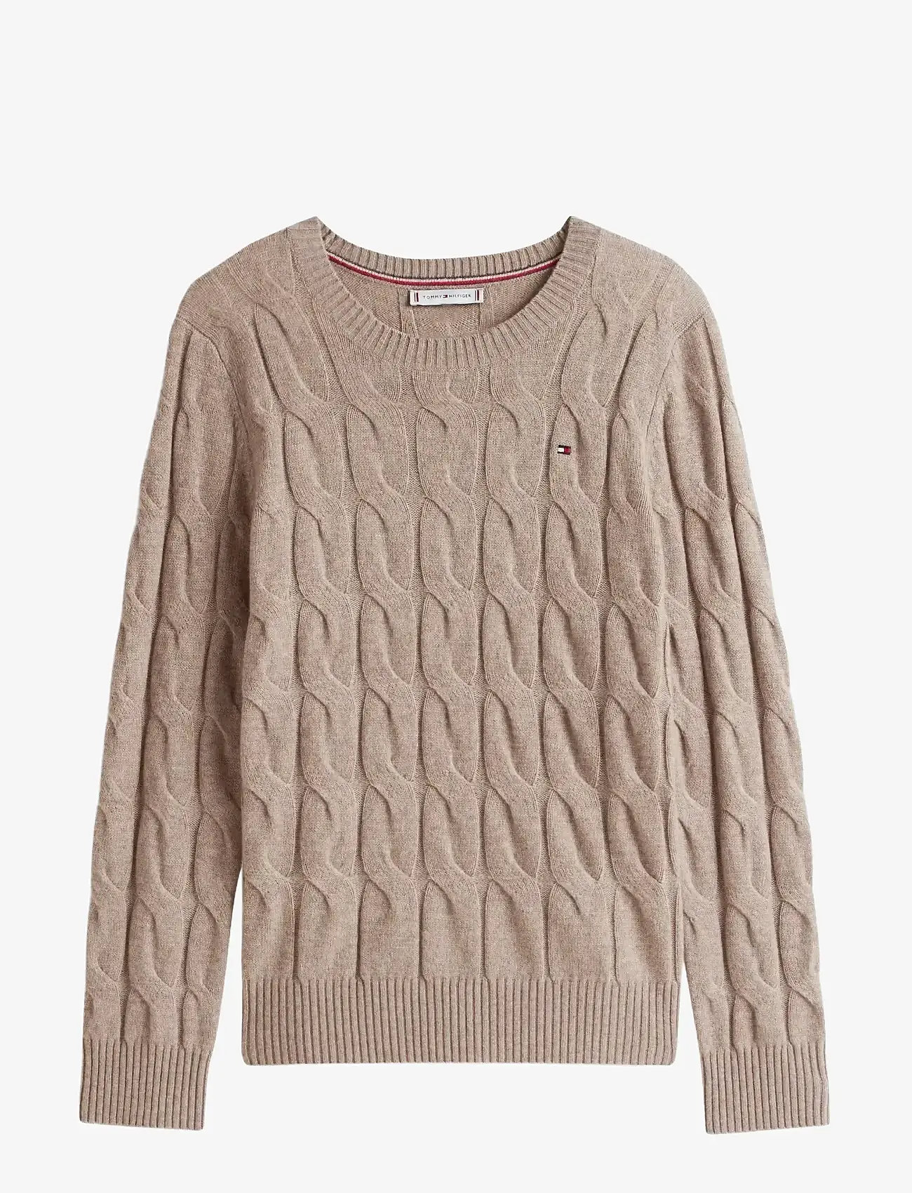 Tommy Hilfiger - SOFT WOOL CABLE C-NK LS SWT - autumn clothing - heathered taupe - 0