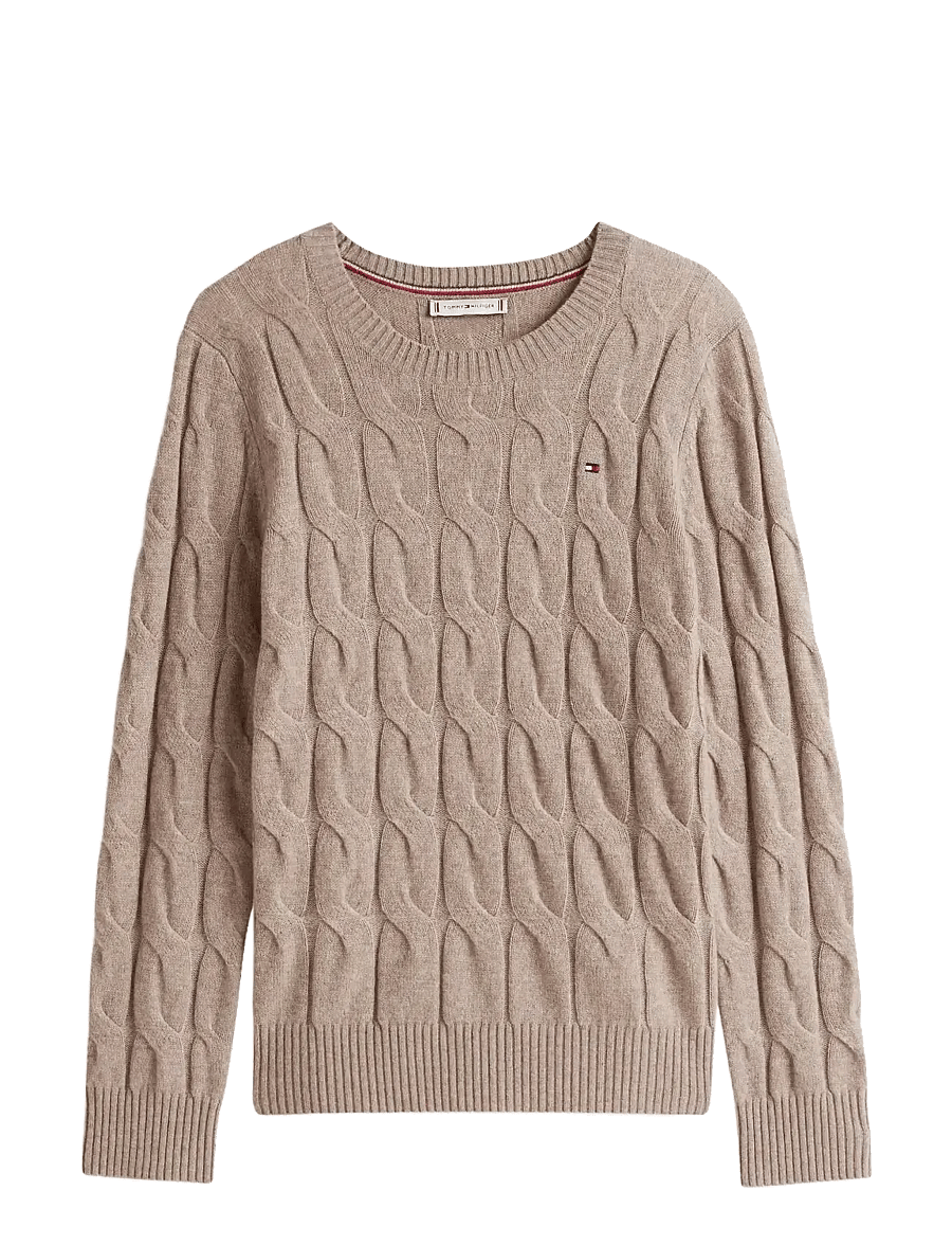 Tommy Hilfiger - SOFT WOOL CABLE C-NK LS SWT - striktrøjer - heathered taupe - 1