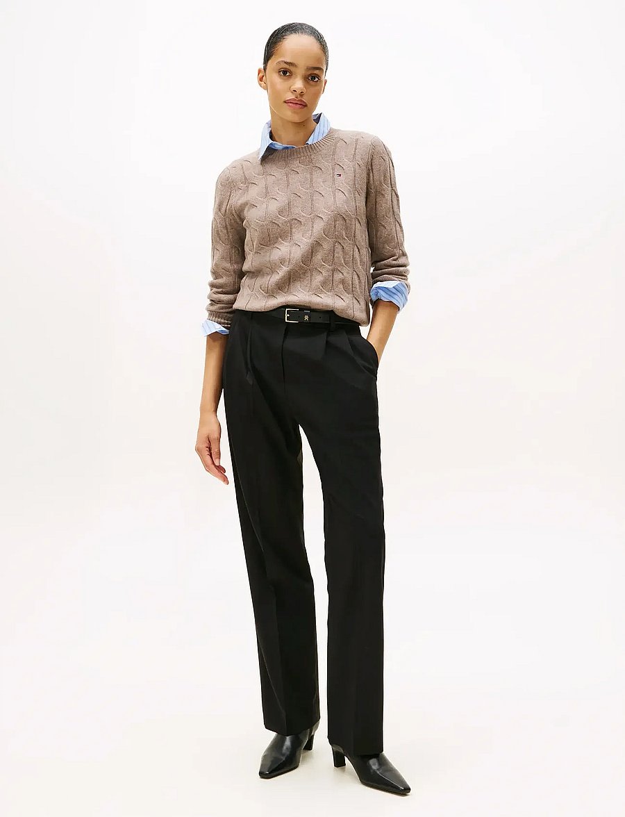 Tommy Hilfiger - SOFT WOOL CABLE C-NK LS SWT - striktrøjer - heathered taupe - 2