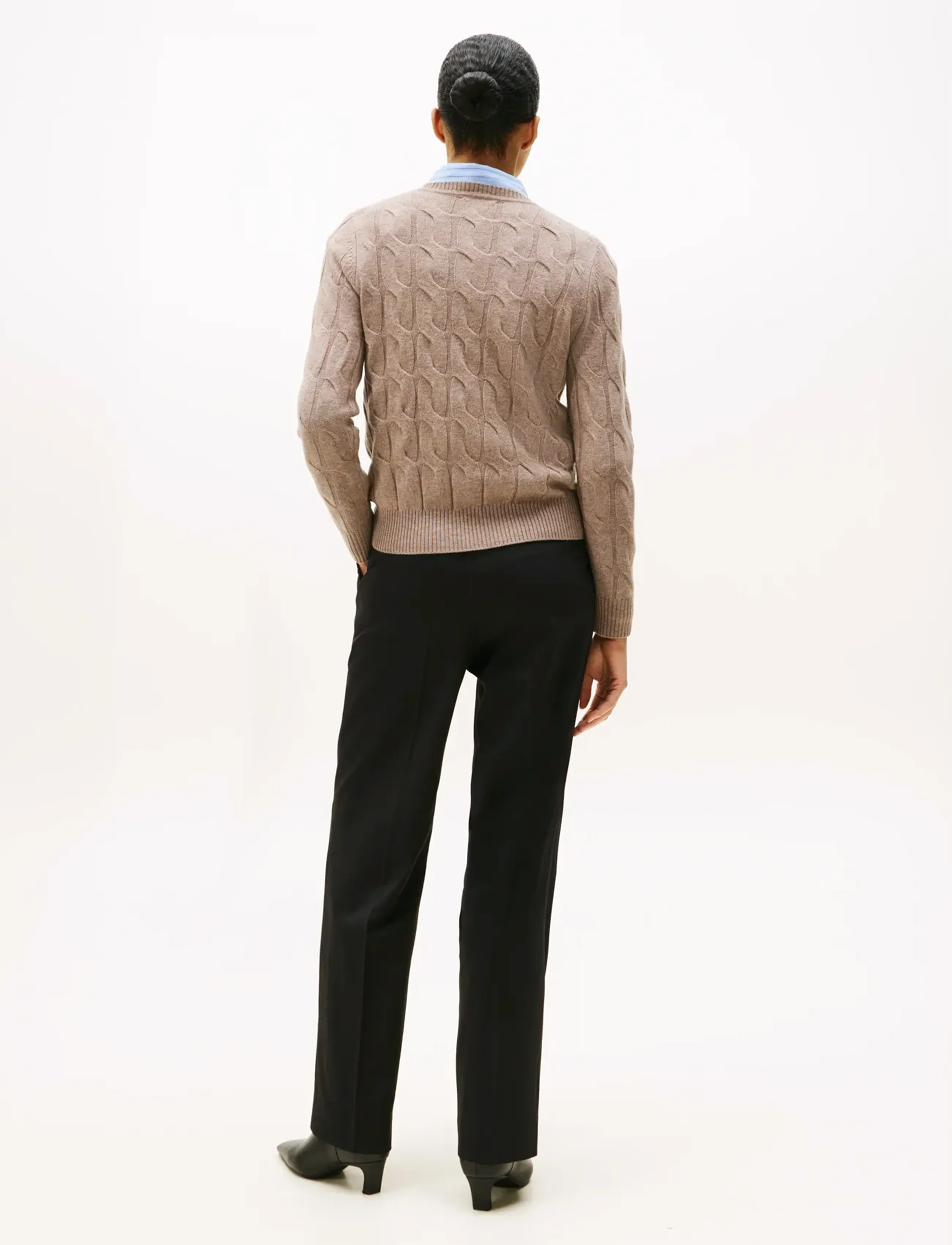 Tommy Hilfiger - SOFT WOOL CABLE C-NK LS SWT - neulepuserot - heathered taupe - 3