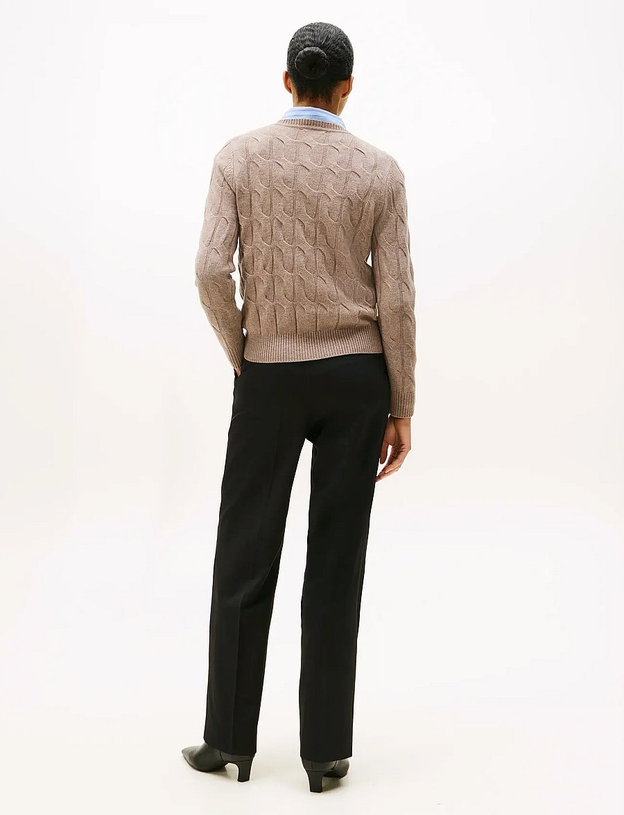 Tommy Hilfiger - SOFT WOOL CABLE C-NK LS SWT - striktrøjer - heathered taupe - 3