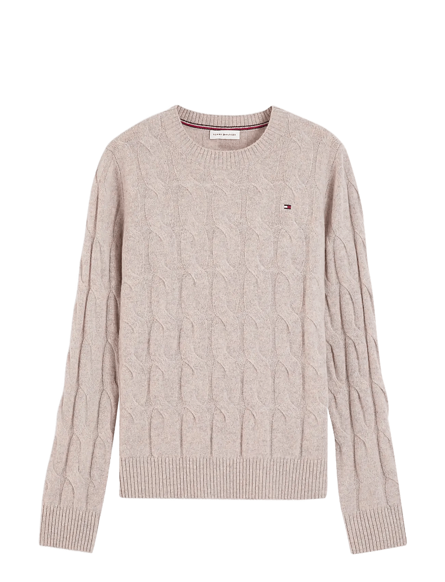 Tommy Hilfiger - SOFT WOOL CABLE C-NK LS SWT - kampsunid - light camel heather - 1